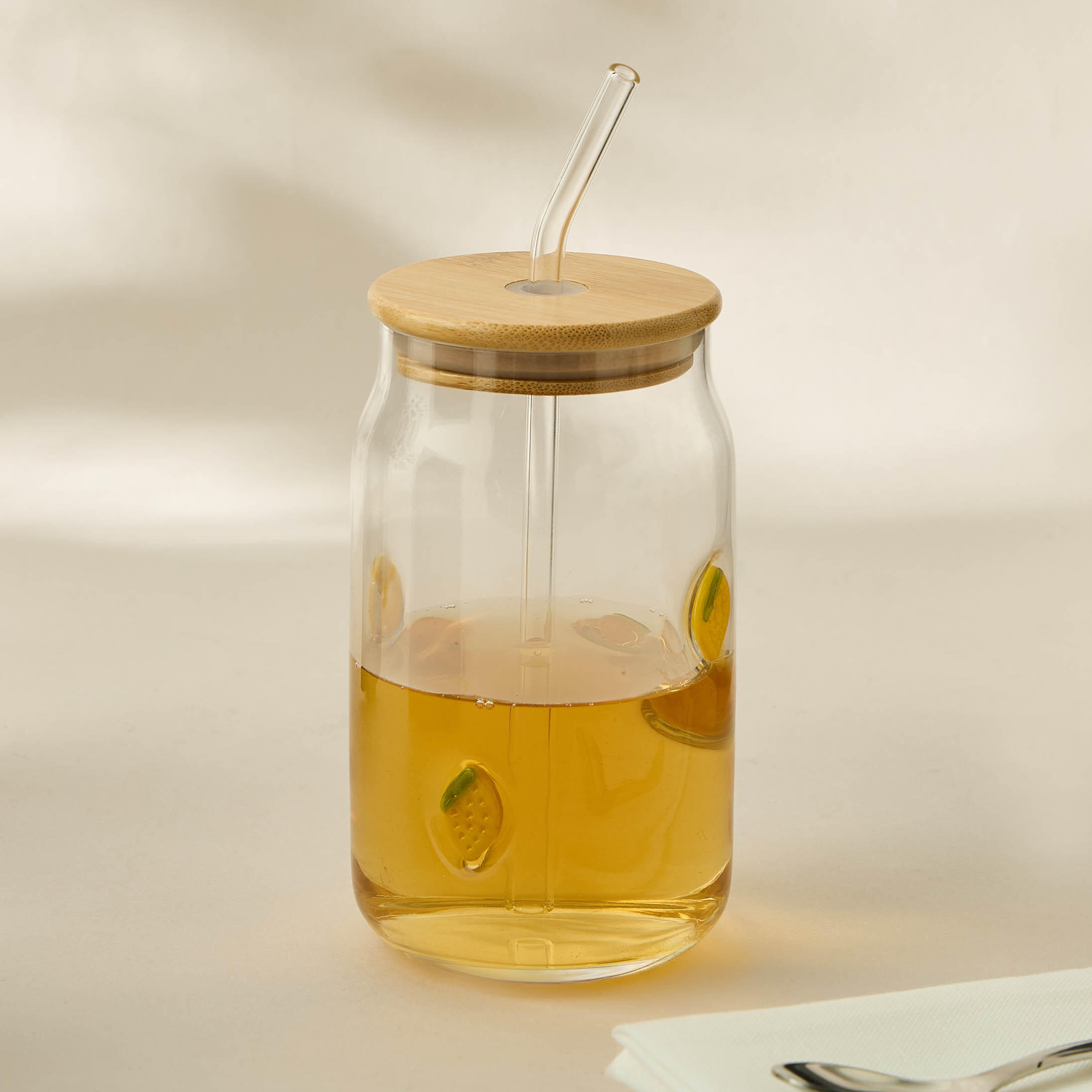Lemon Accent Glass Sipper Bottle- 530 ml-household-dining-glassware-drinkingglasses-image-6