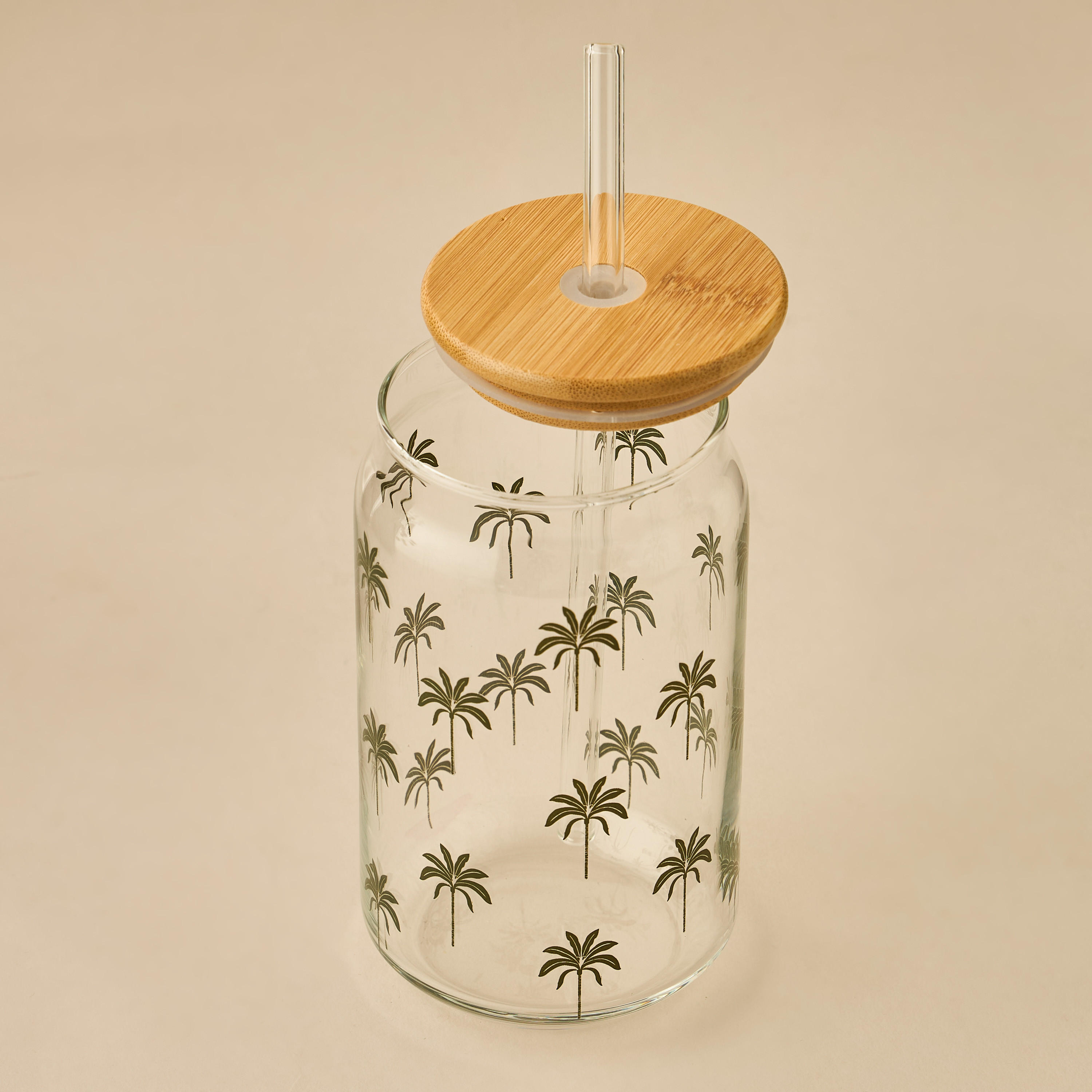 Palm Tree Print Glass Sipper - Set of 2-household-dining-teaandcoffee-travelmugsandsippers-image-2