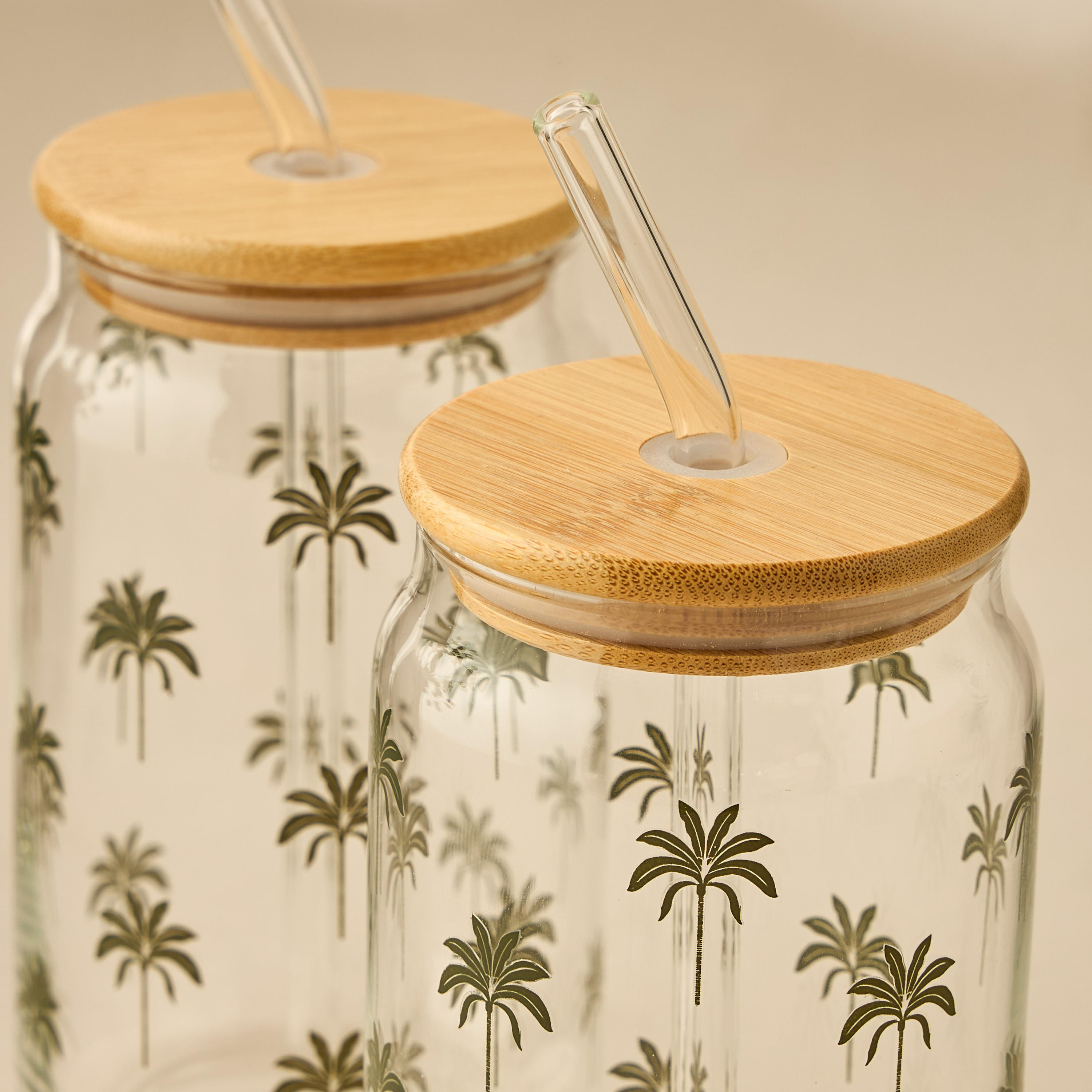 Palm Tree Print Glass Sipper - Set of 2-household-dining-teaandcoffee-travelmugsandsippers-image-3