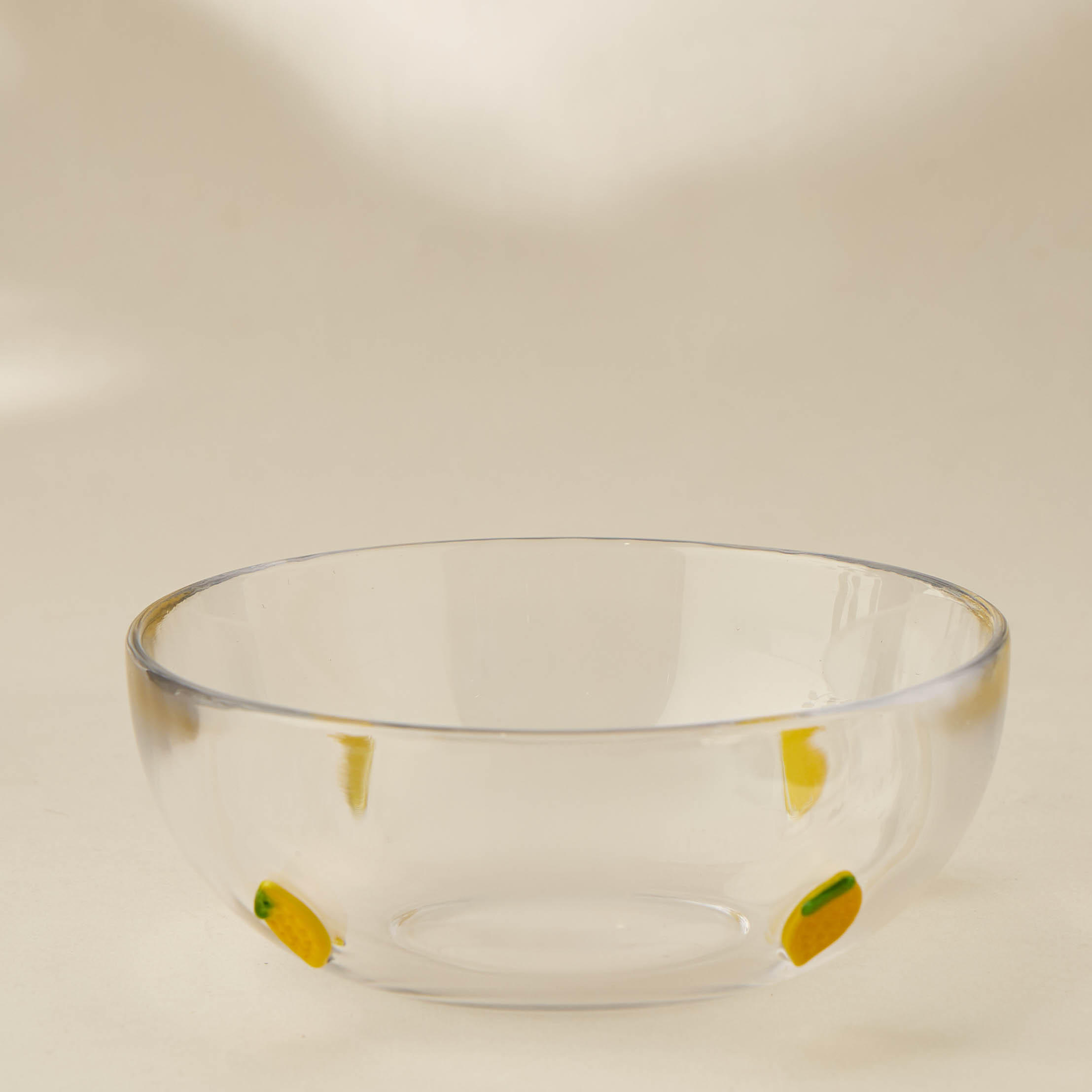 Lemon Accent Glass Serving Bowl - 13 cms-household-dining-dinnerware-bowls-image-1