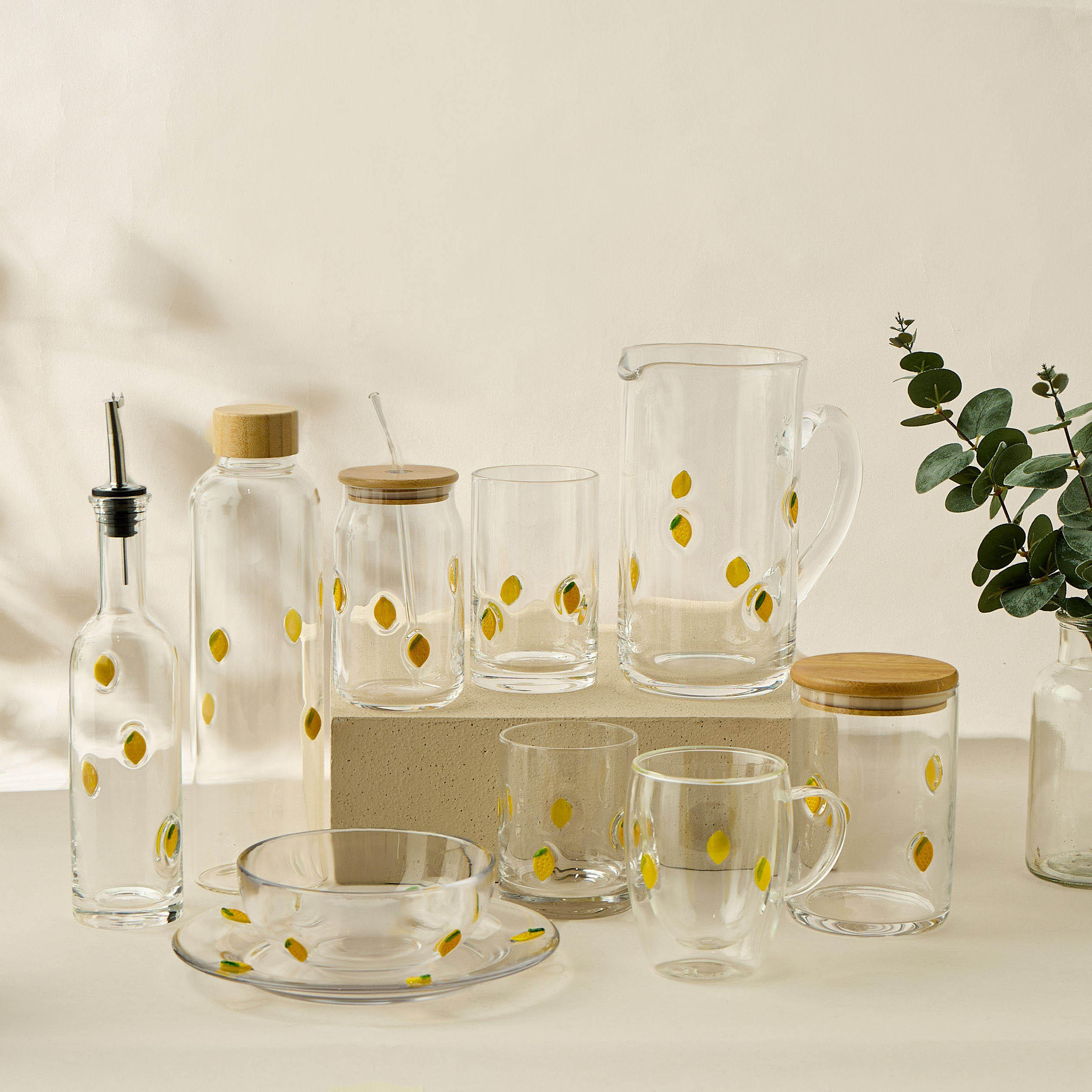 Lemon Accent Glass Serving Bowl - 13 cms-household-dining-dinnerware-bowls-image-5