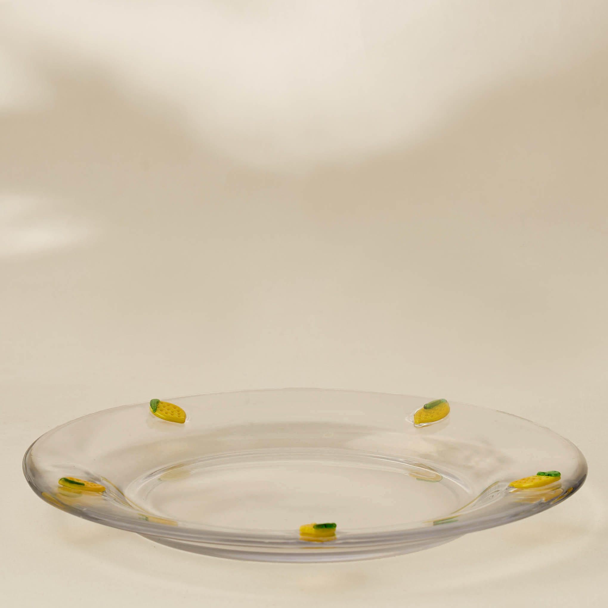 صحن زجاجي بتزيينات ليمون - 21 سم-household-dining-dinnerware-plates-image-1