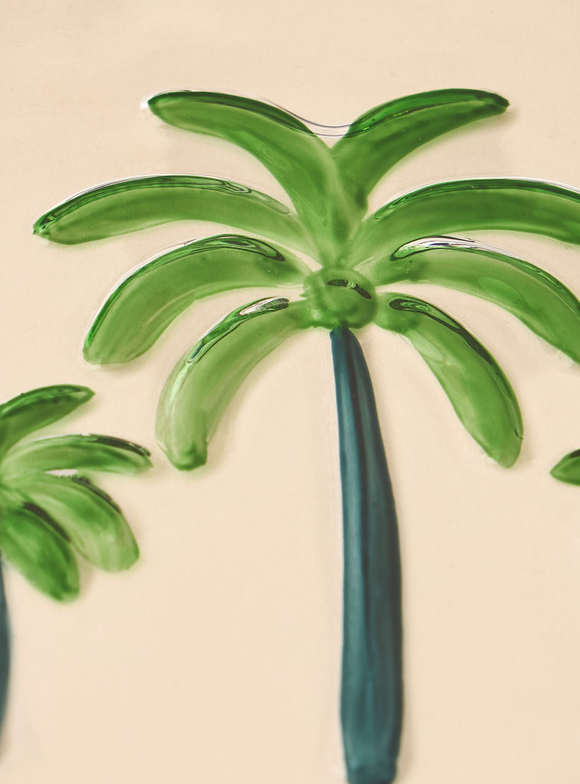 صحن زجاج بنقوش نخيل - 21x2 سم-household-dining-dinnerware-plates-image-2