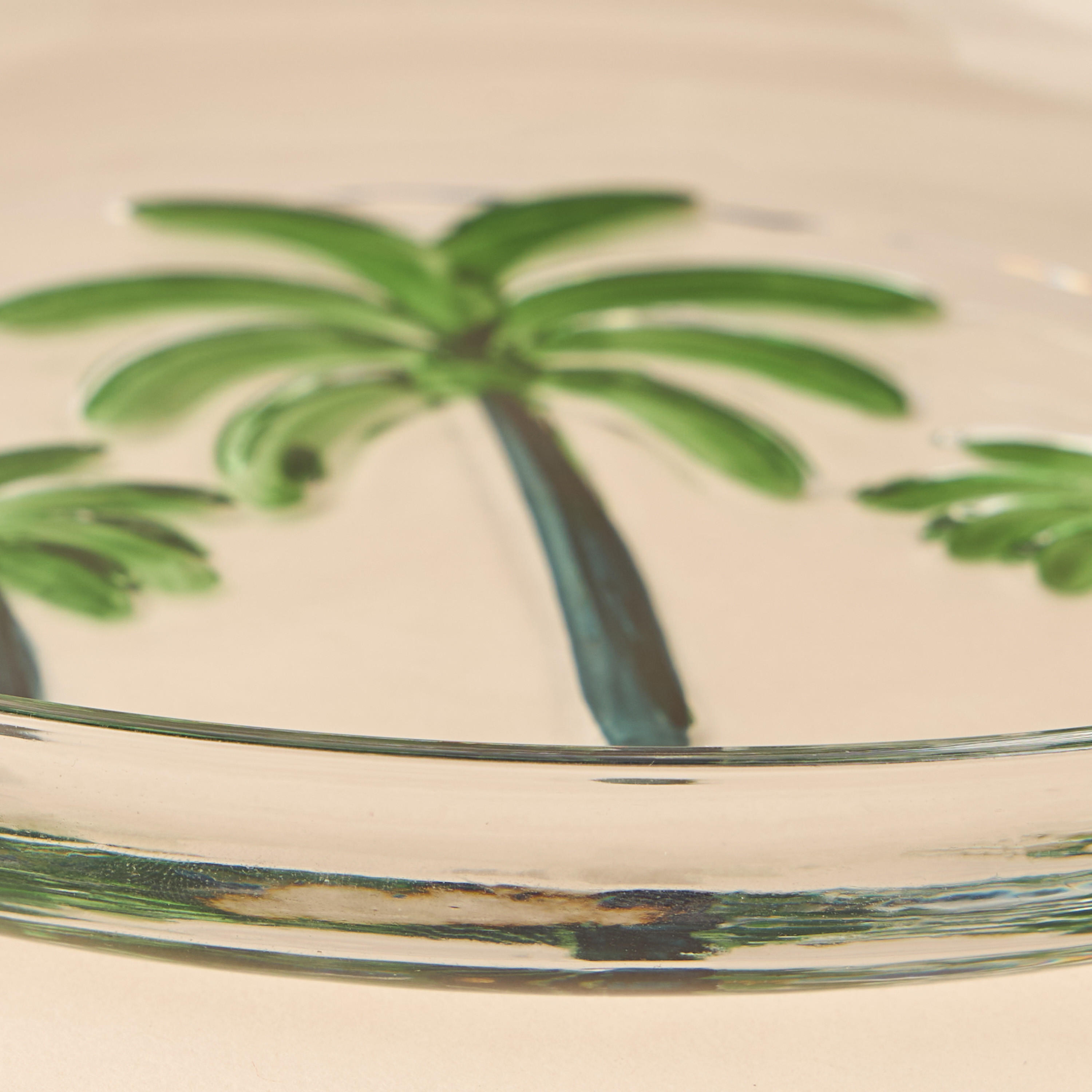 صحن زجاج بنقوش نخيل - 21x2 سم-household-dining-dinnerware-plates-image-3