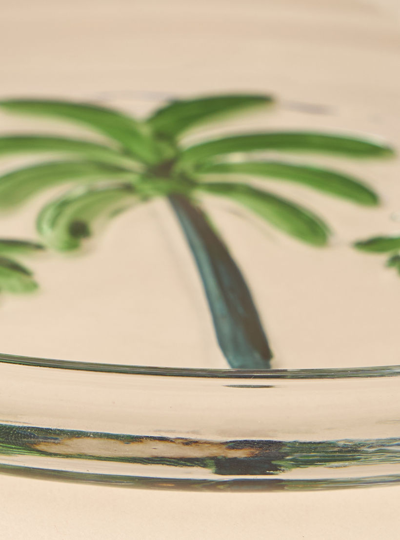 صحن زجاج بنقوش نخيل - 21x2 سم-household-dining-dinnerware-plates-image-3