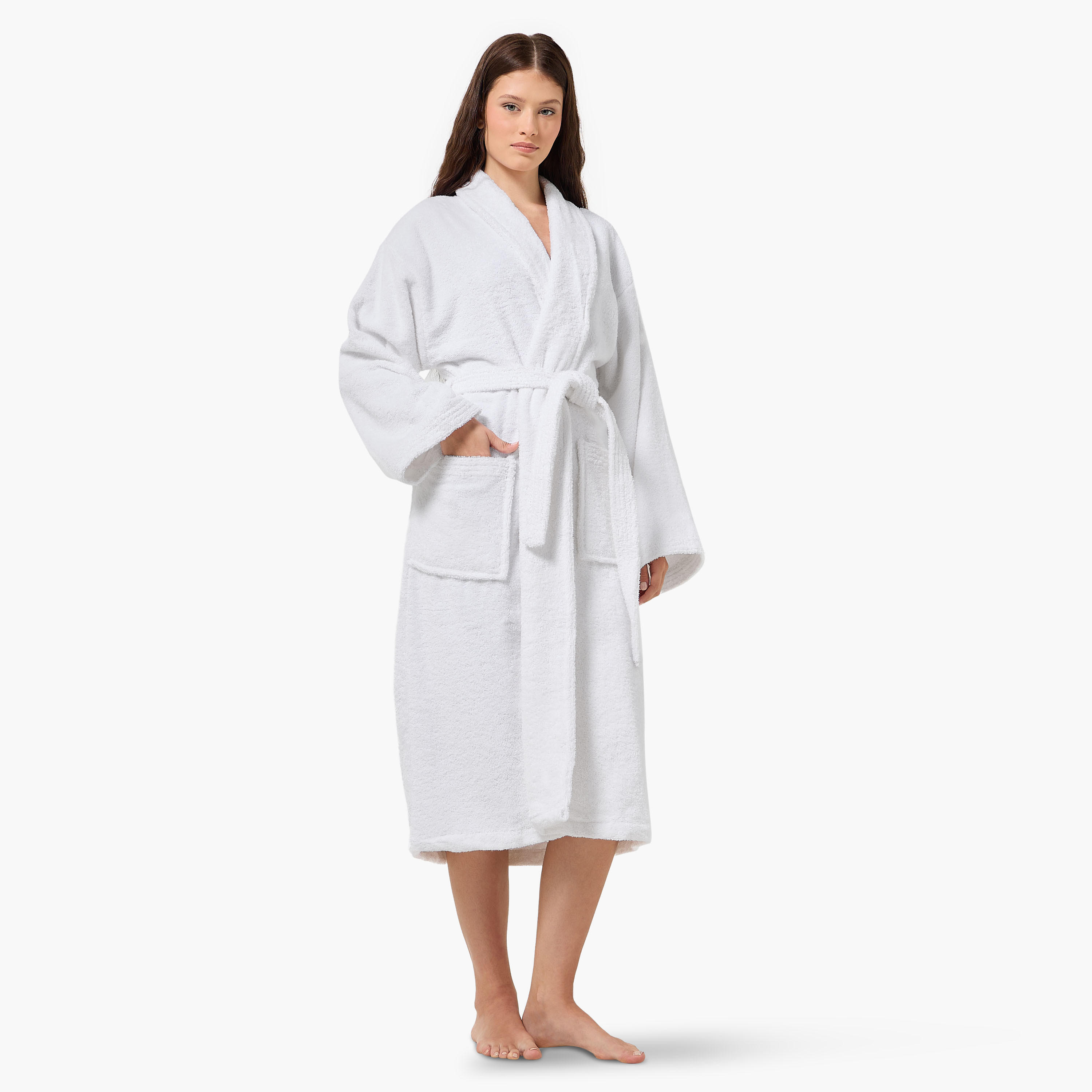 Halo 400 GSM Shawl Collar Bathrobe with Belt - Large-household-bathandlaundry-bathlinen-bathrobesandslippers-bathrobes-image-2