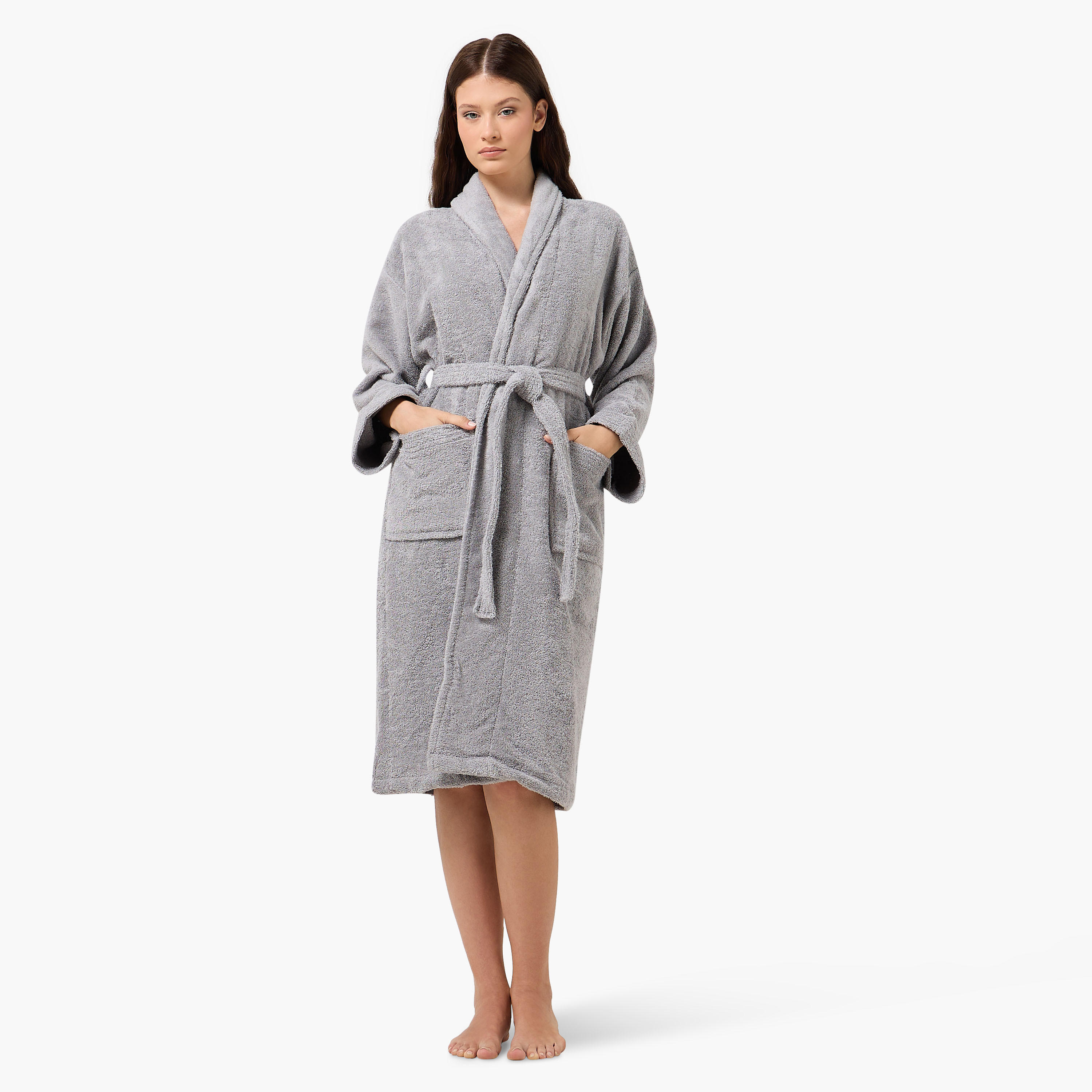 Halo Shawl Collar 400 GSM Bathrobe with Belt - Small-household-bathandlaundry-bathlinen-bathrobesandslippers-bathrobes-image-2