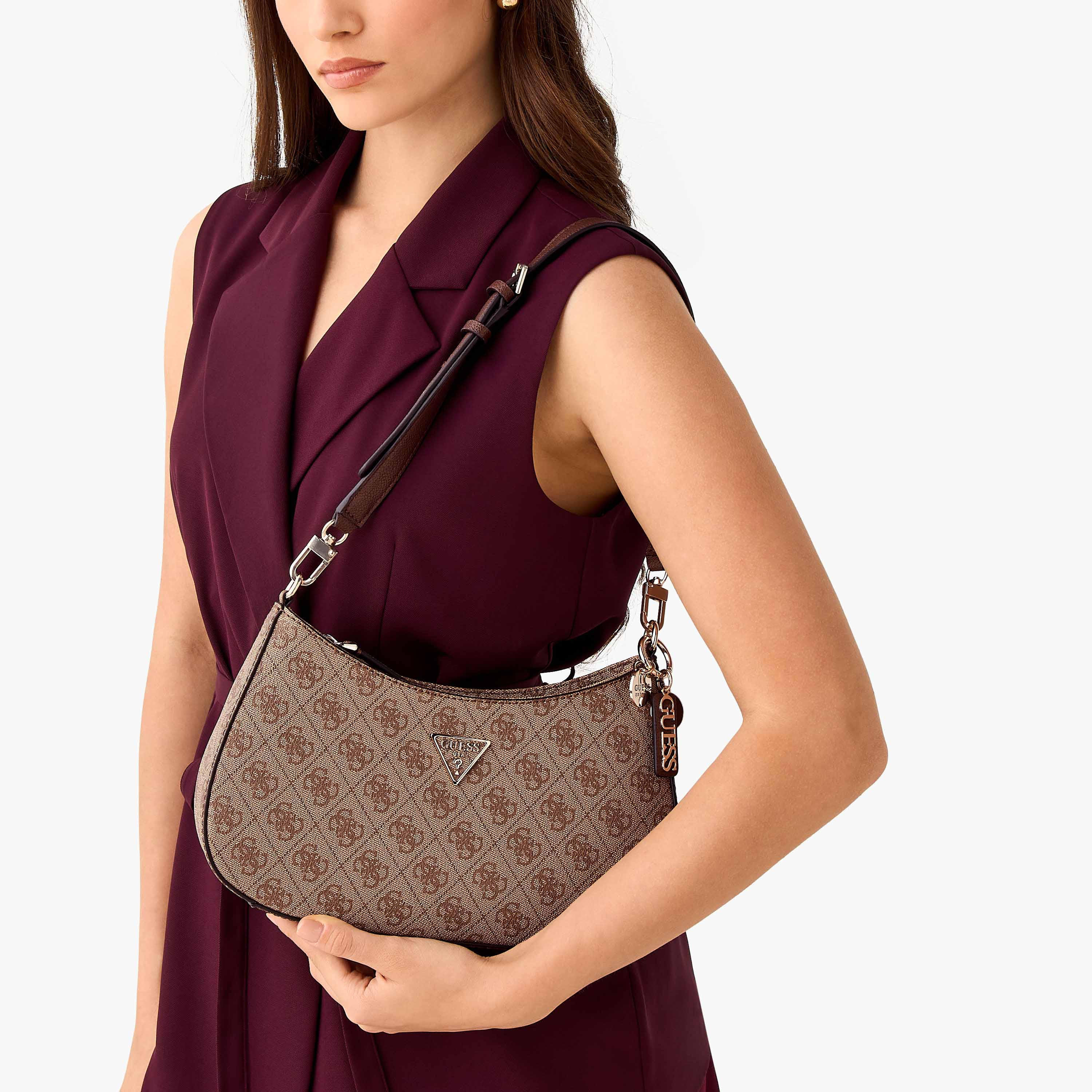 Guess NOELLE II Monogram Print Shoulder Bag with Detachable Strap-women-bagsandwallets-handbags-image-2