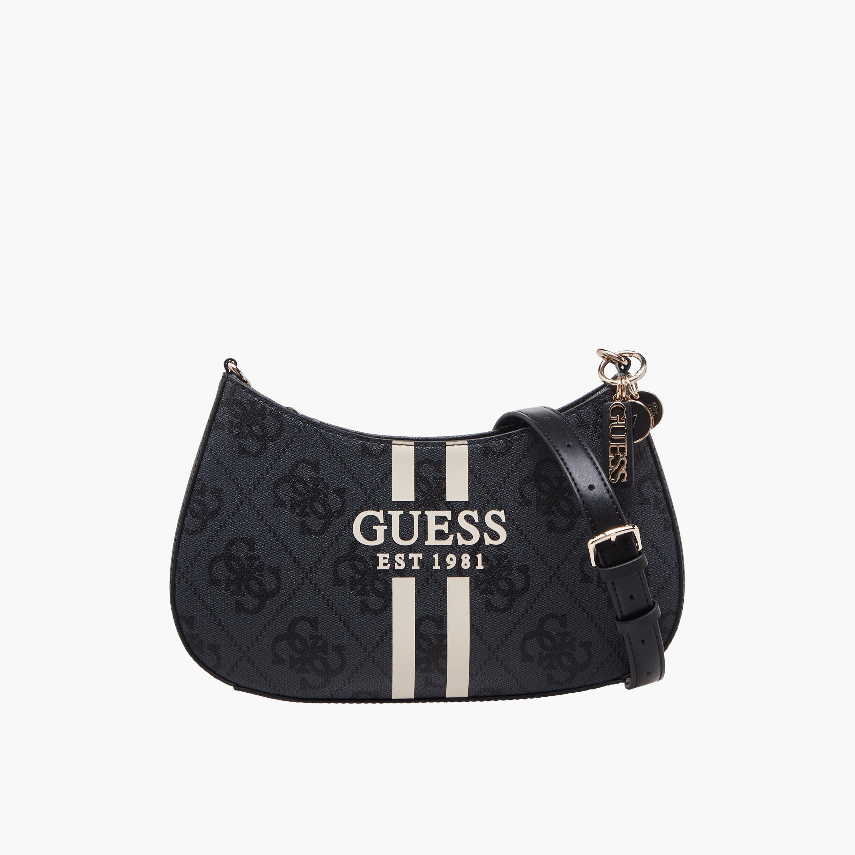 Guess Noelle Ii Monogram Shoulder Bag with Zipper Closure and Adjustable Strap-women-bagsandwallets-handbags-image-1