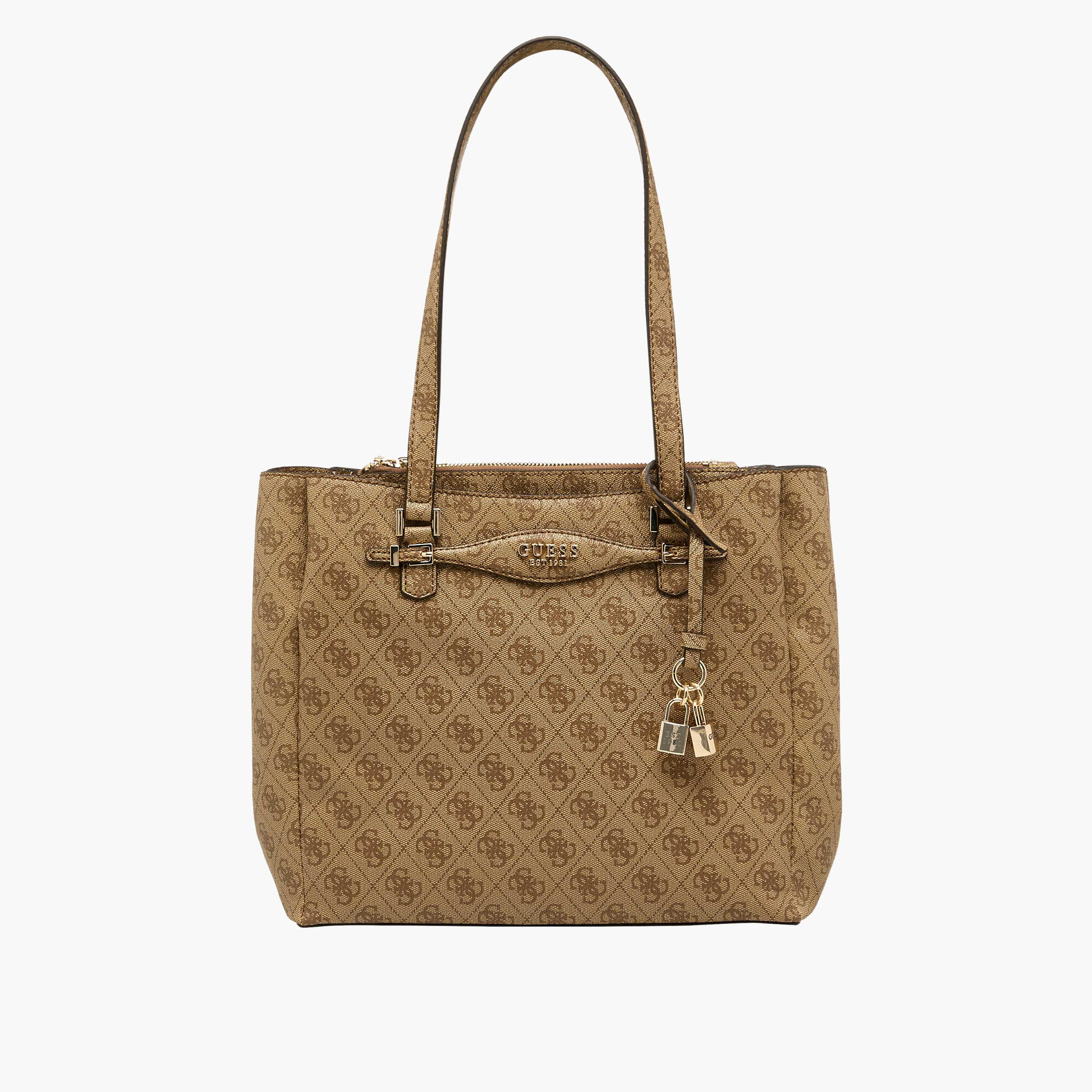 Guess Katya Monogram Textured Tote Bag with Double Handle-women-bagsandwallets-handbags-image-1