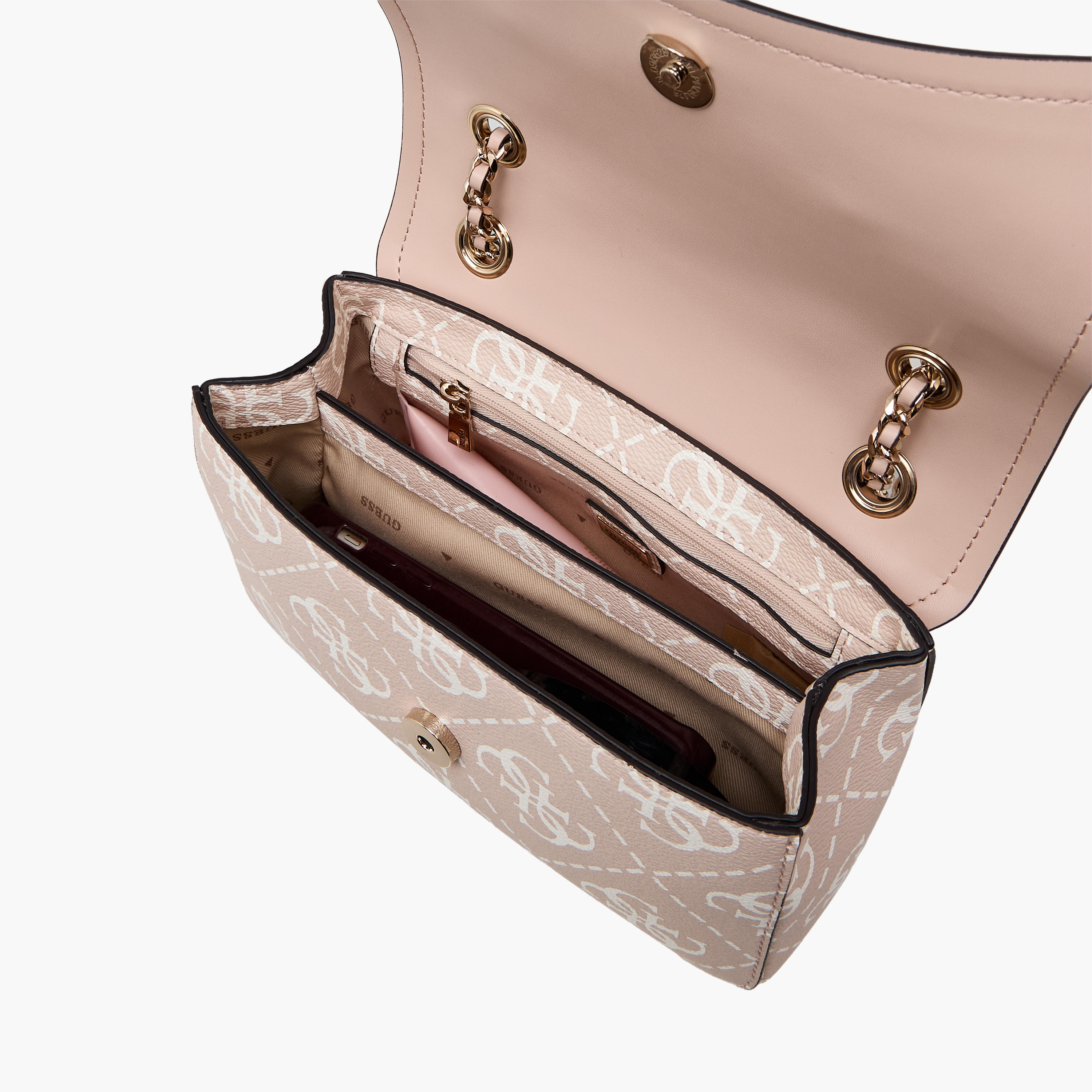 Guess IZZY CONVERTIBLE Monogram Print Sling Bag with Chain Strap-women-bagsandwallets-handbags-image-9