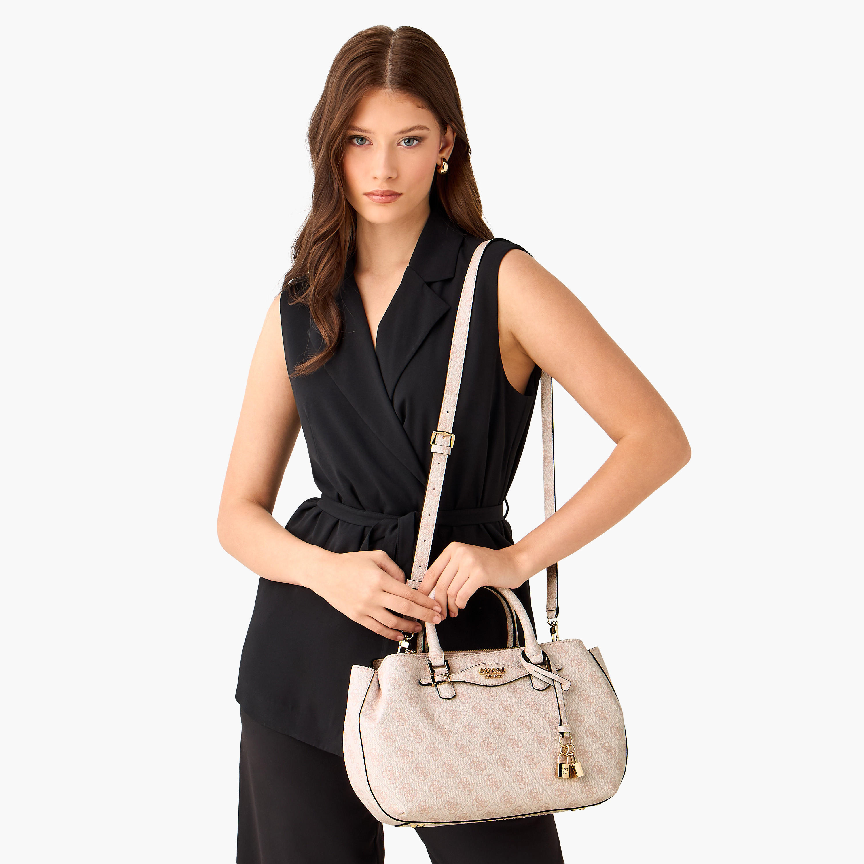 Guess Katya Girlfriend Monogram Print Crossbody Bag with Double Handles-women-bagsandwallets-handbags-image-2