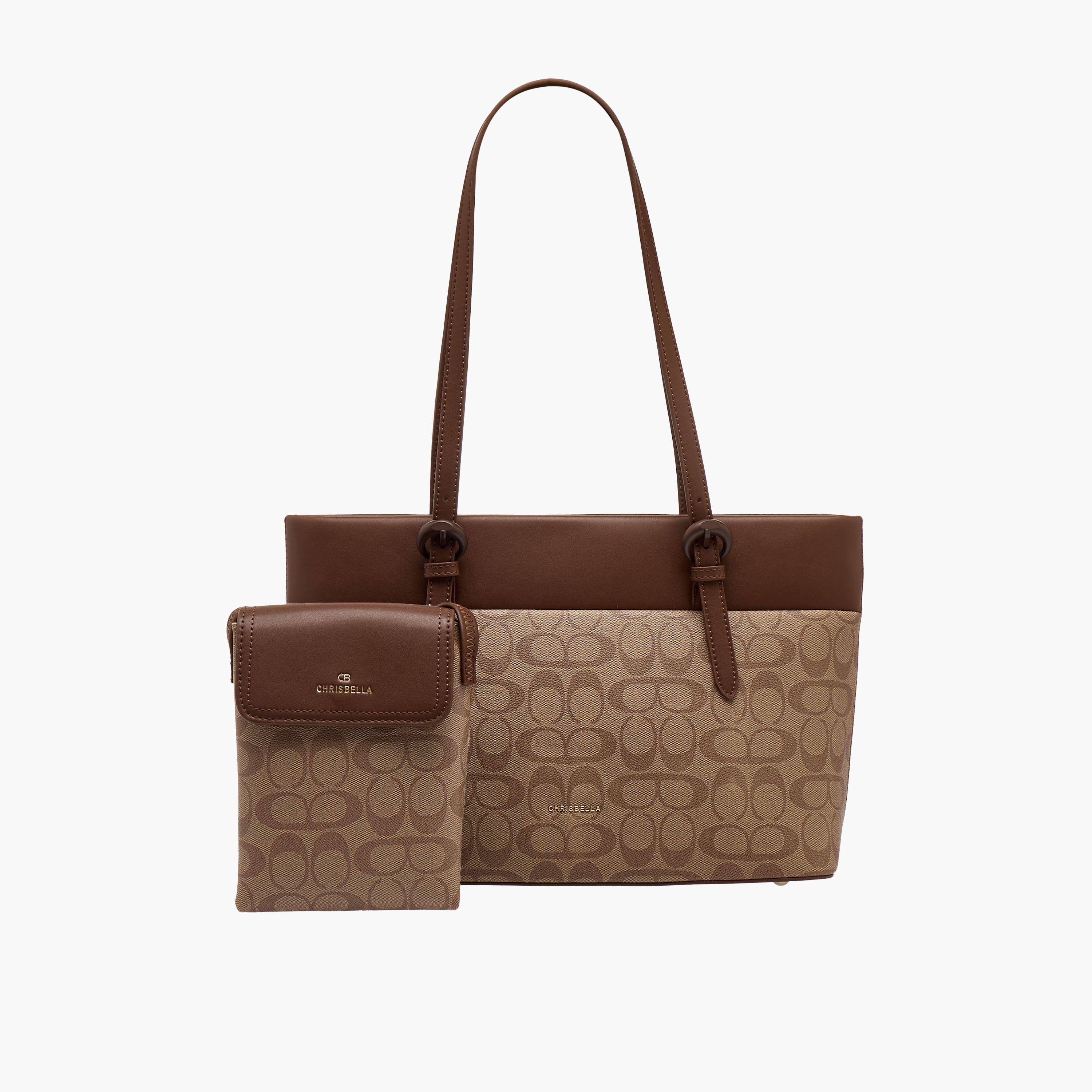 Chrisbella Monogram Print Tote Bag with Crossbody Bag-women-bagsandwallets-handbags-image-1