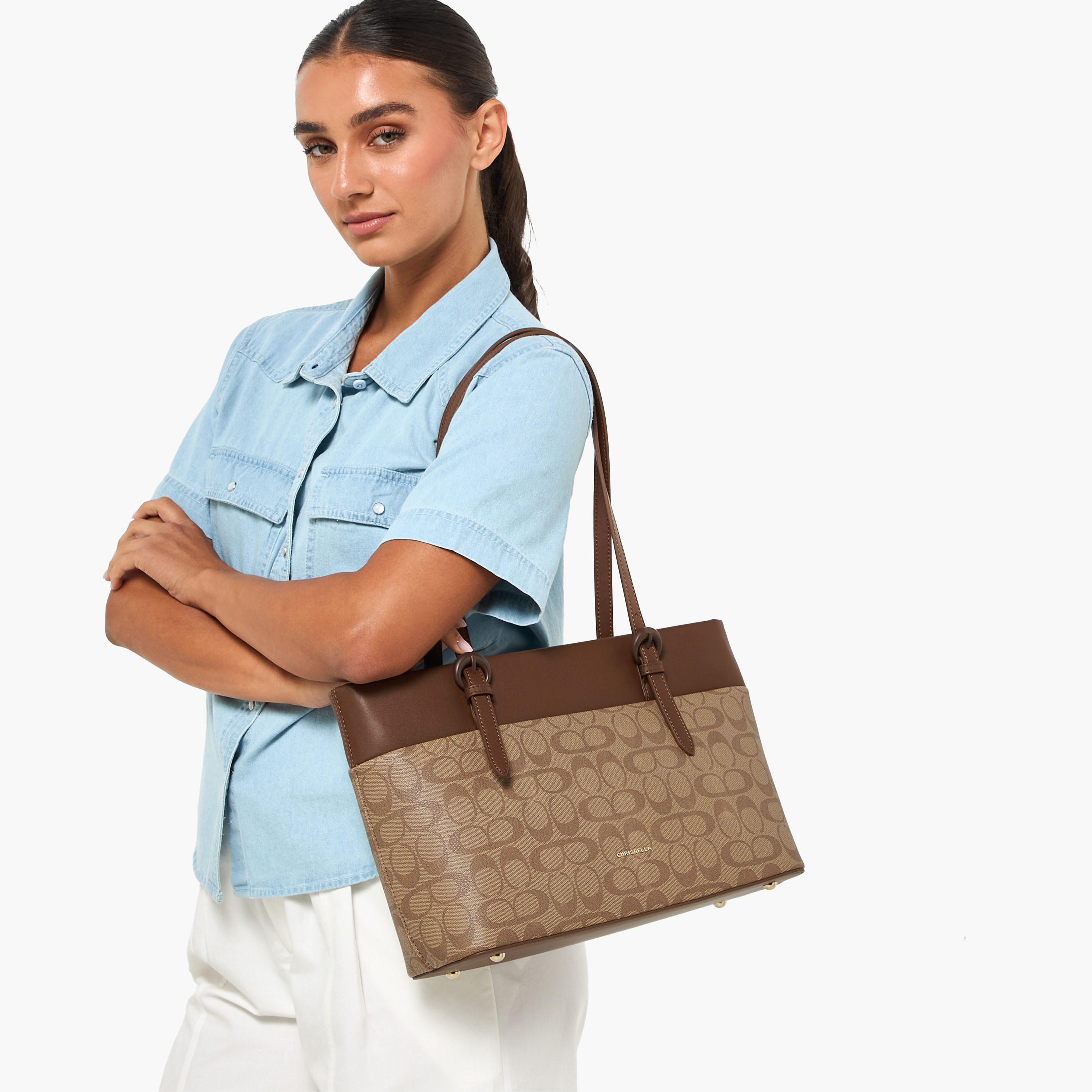 Chrisbella Monogram Print Tote Bag with Crossbody Bag-women-bagsandwallets-handbags-image-2