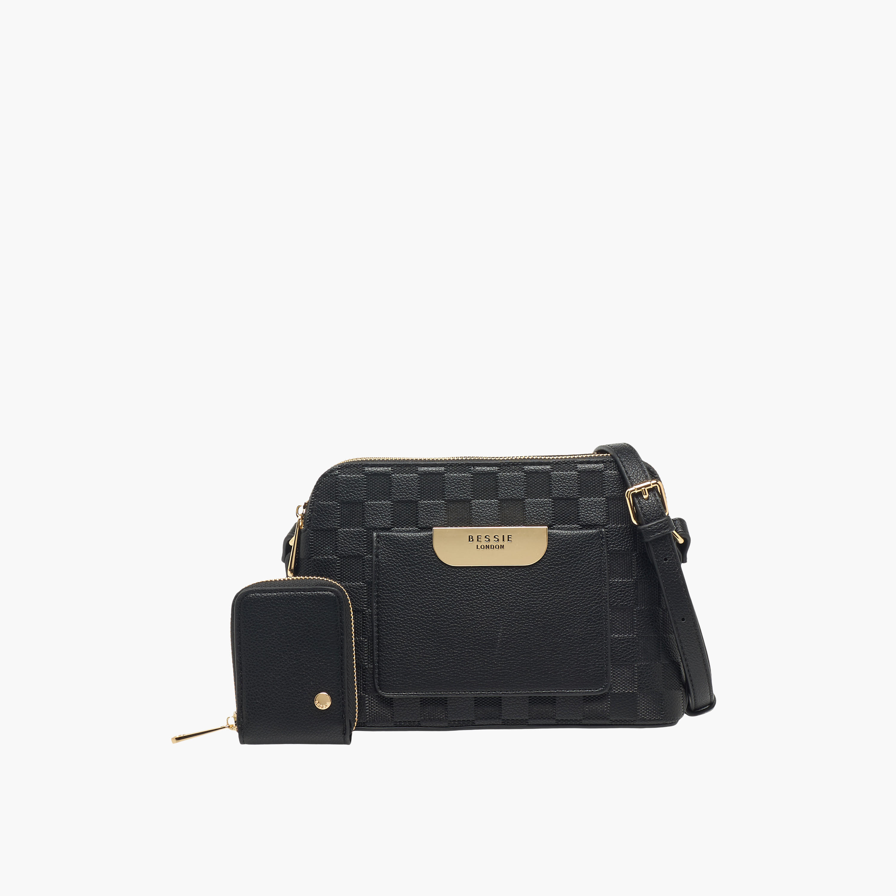Bessie London Checked Crossbody Bag with Coin Pouch-women-bagsandwallets-handbags-image-1