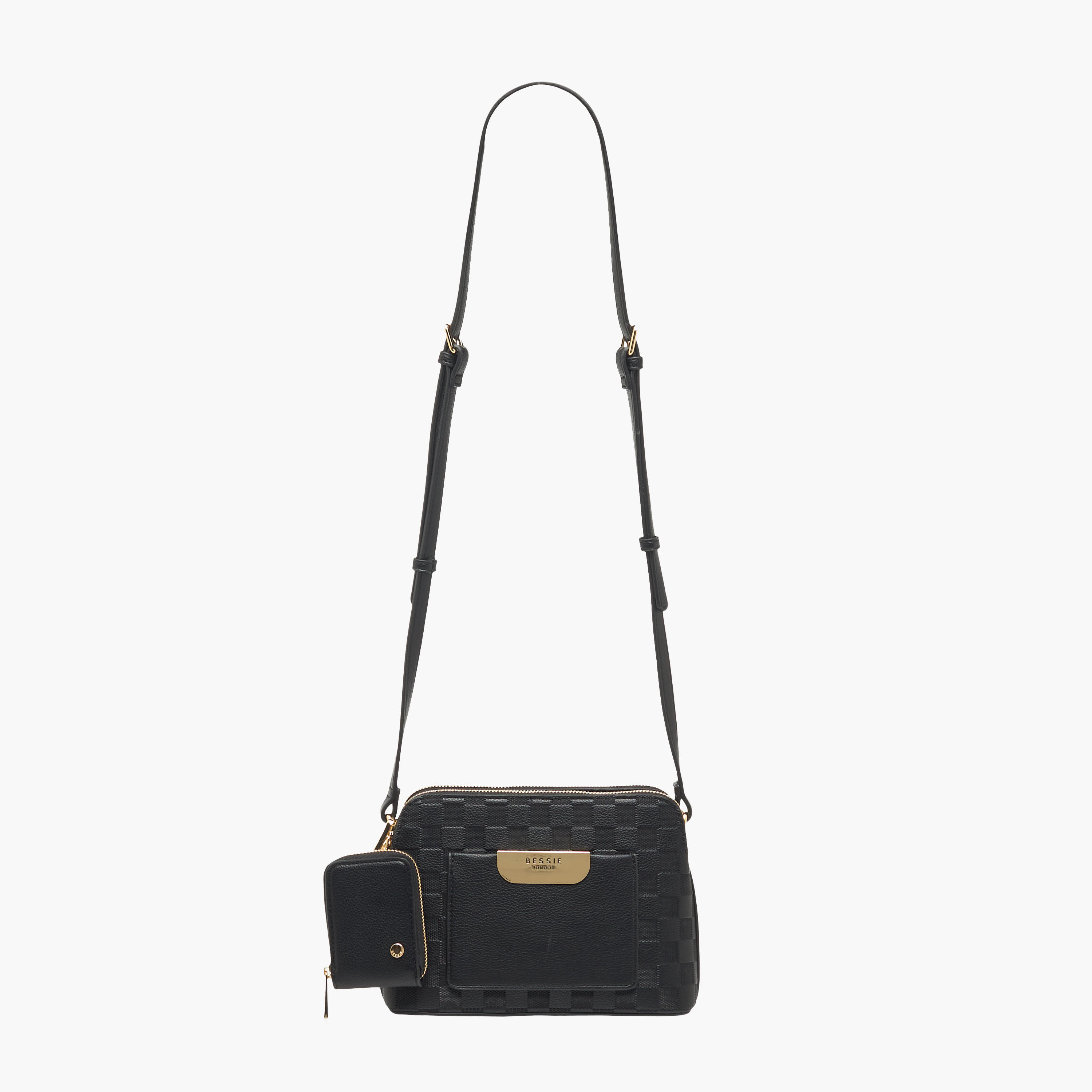 Bessie London Checked Crossbody Bag with Coin Pouch-women-bagsandwallets-handbags-image-3