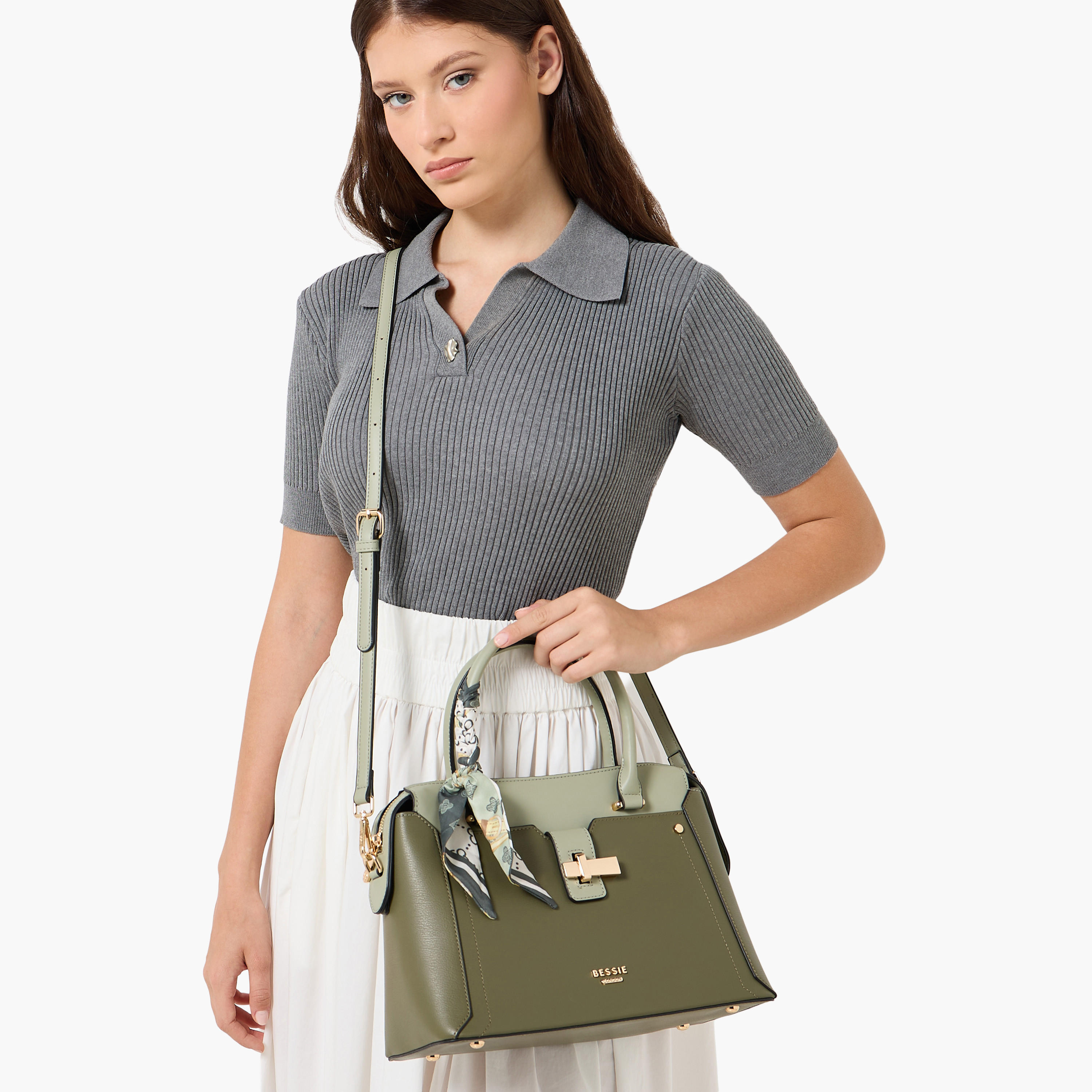 Bessie London Scarf Accent Tote Bag with Detachable Strap-women-bagsandwallets-handbags-image-8