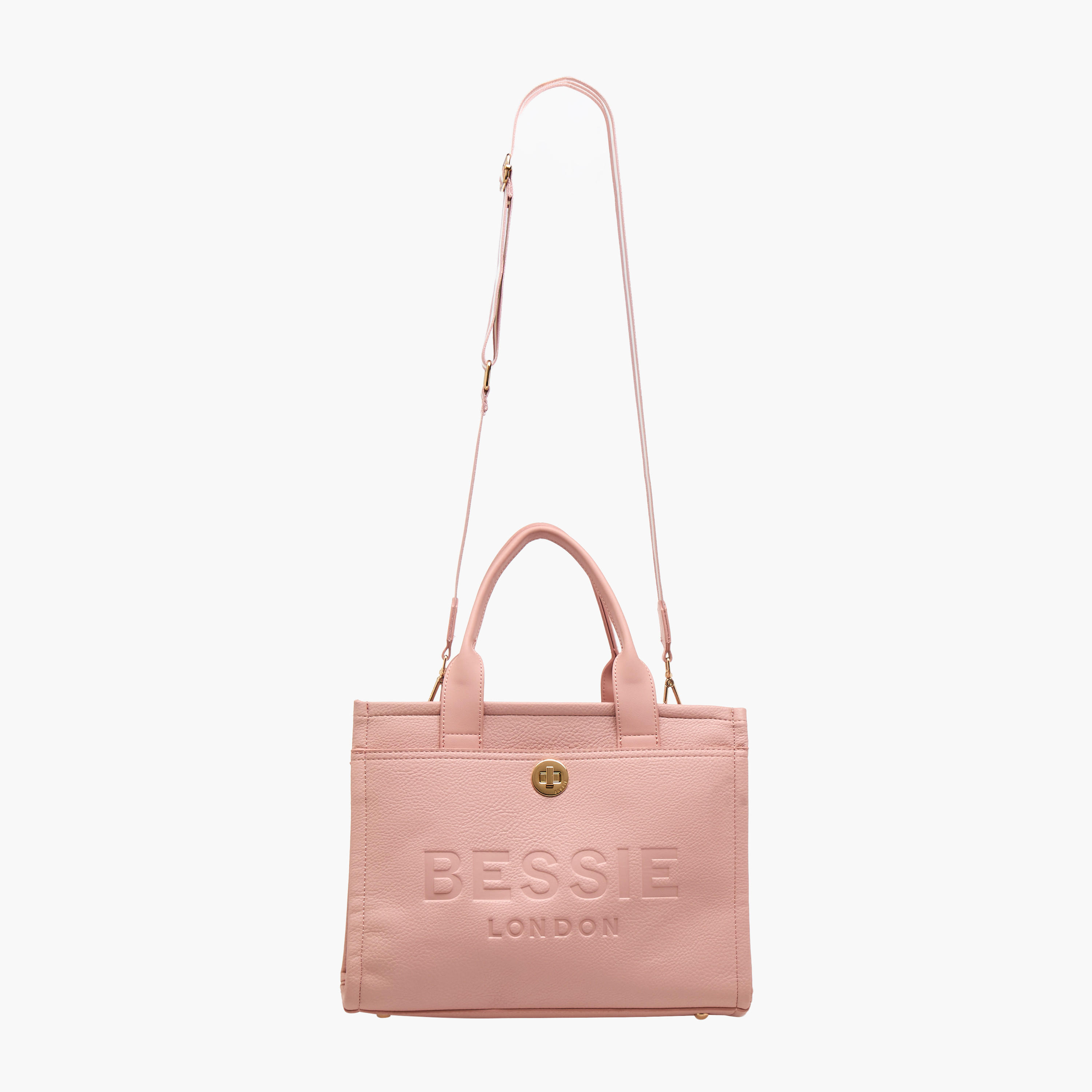 Bessie London Monogram Embossed Tote Bag with Detachable Strap-women-bagsandwallets-handbags-image-3
