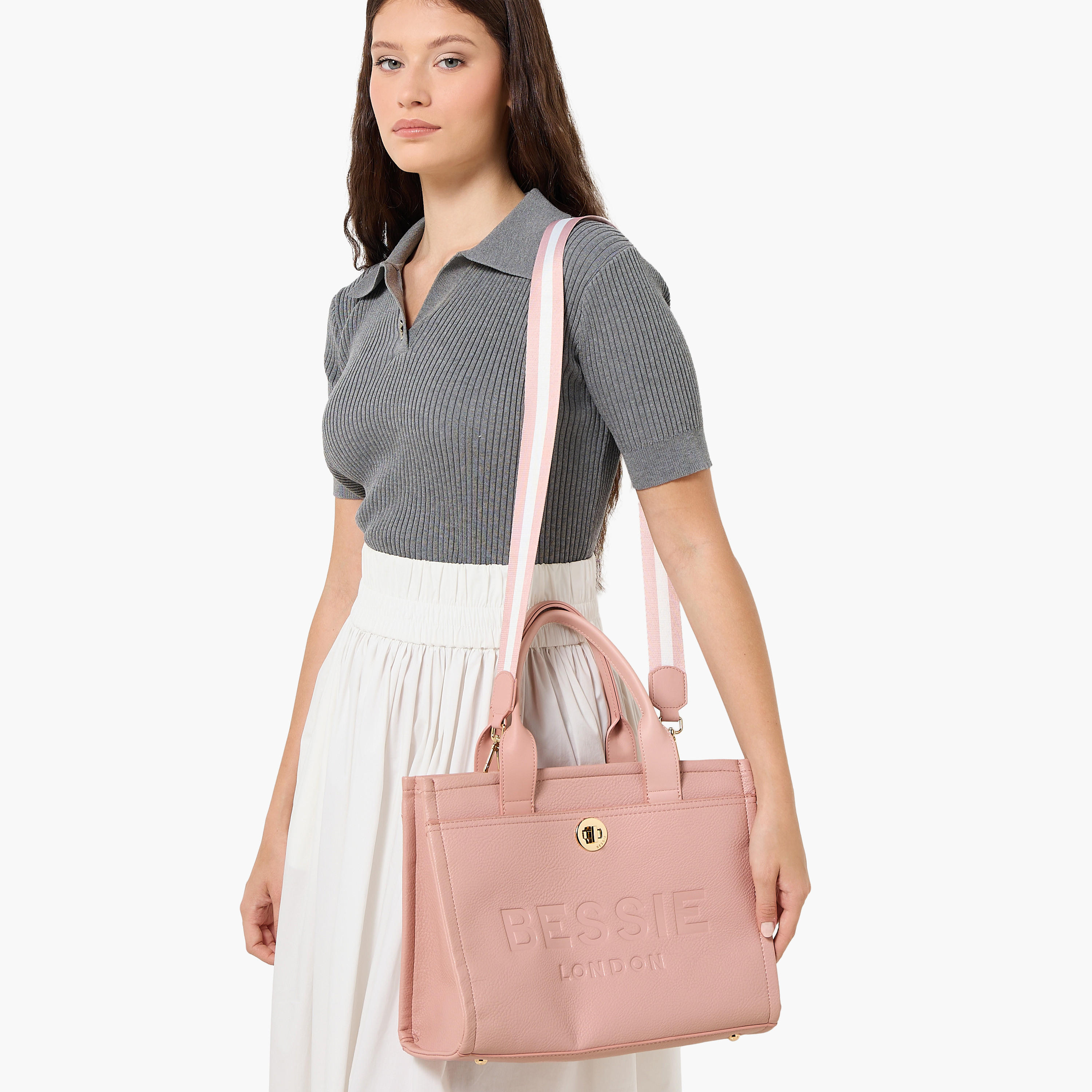 Bessie London Monogram Embossed Tote Bag with Detachable Strap-women-bagsandwallets-handbags-image-8