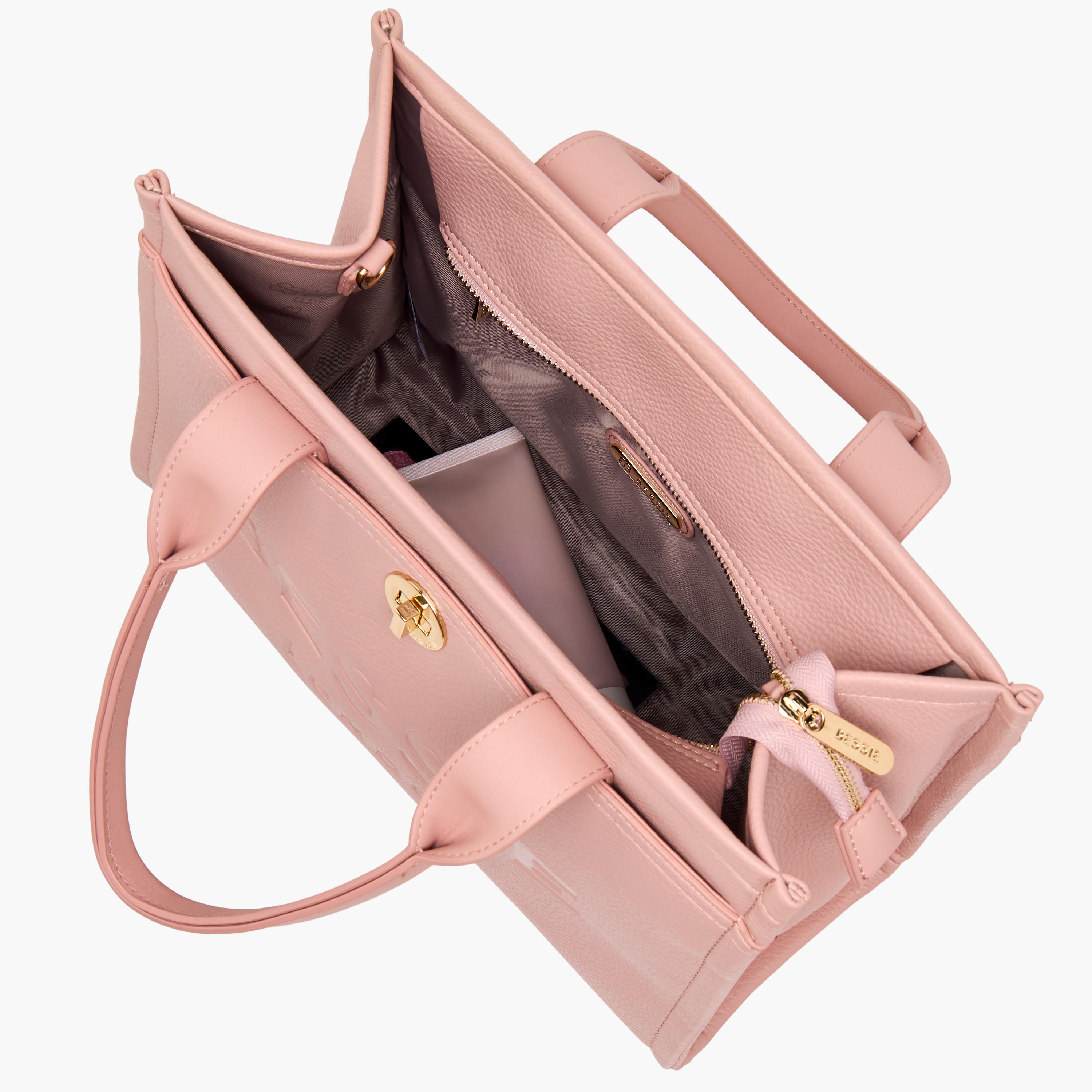 Bessie London Monogram Embossed Tote Bag with Detachable Strap-women-bagsandwallets-handbags-image-9