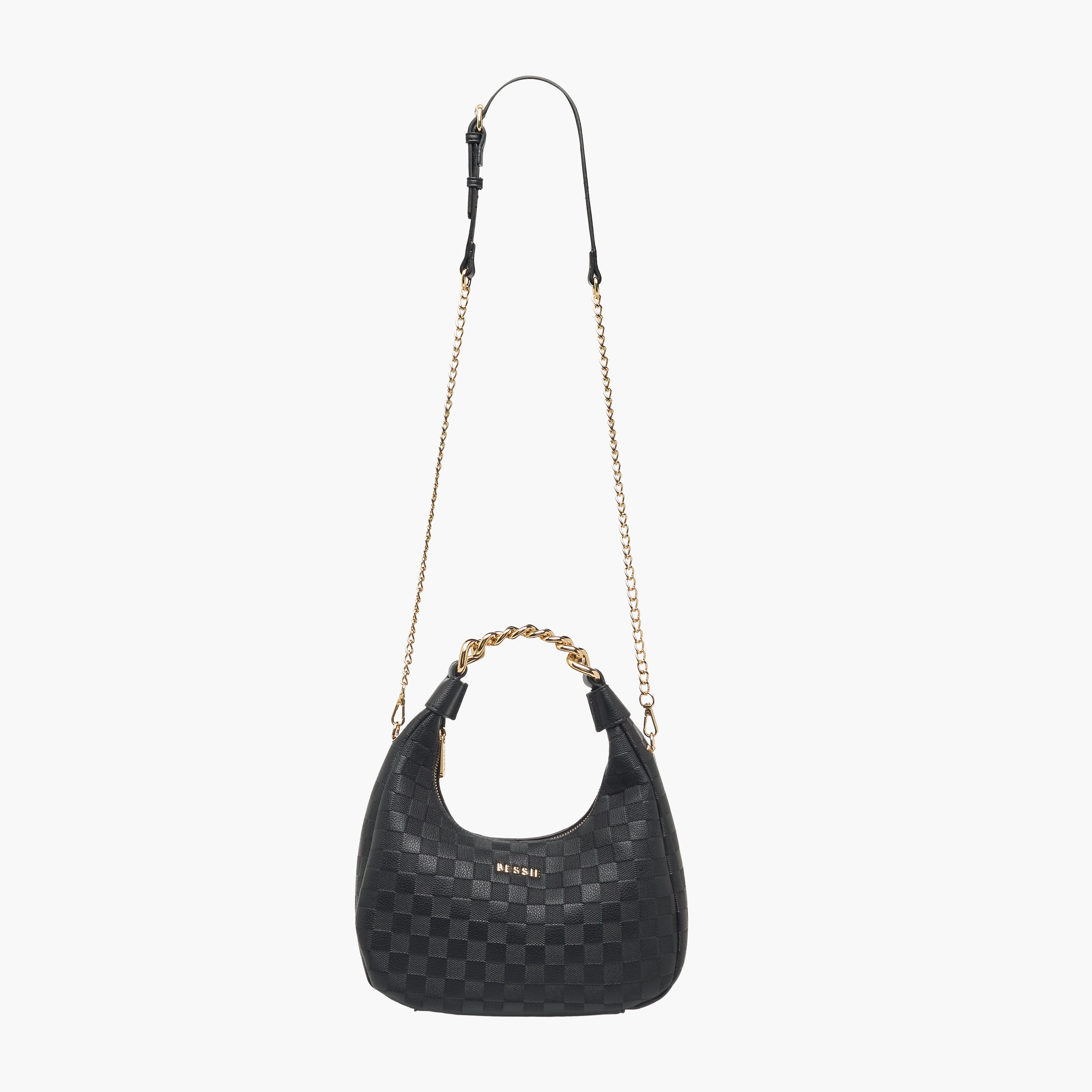 Bessie London Checked Hobo Bag with Detachable Strap-women-bagsandwallets-handbags-image-3