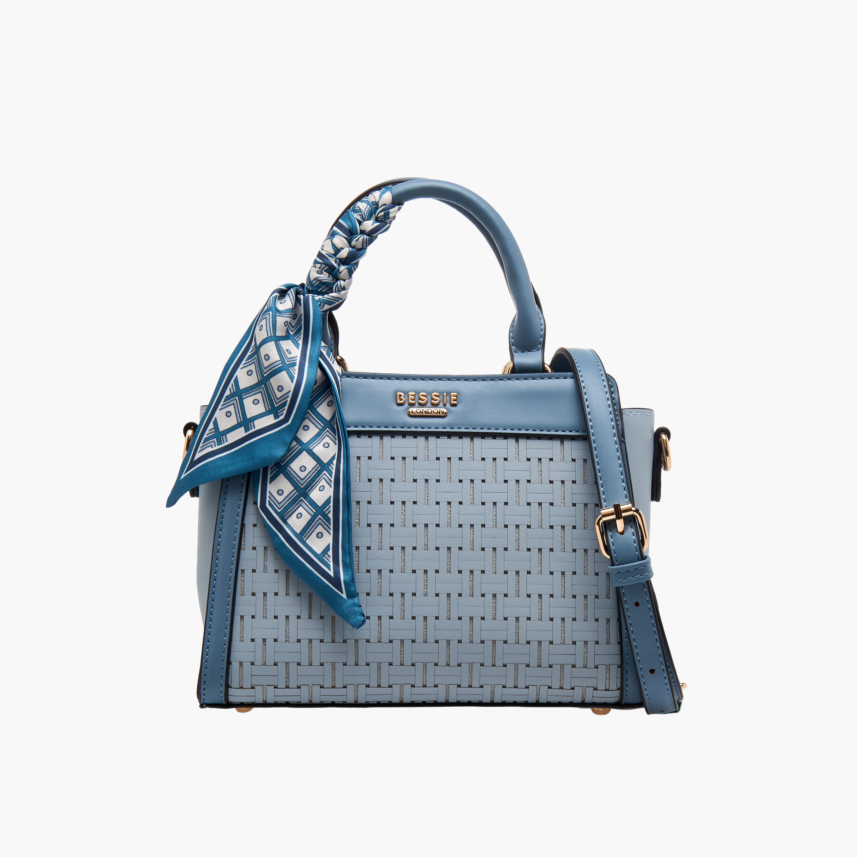 Bessie London Scarf Accent Crossbody Bag with Detachable Strap-women-bagsandwallets-handbags-image-1