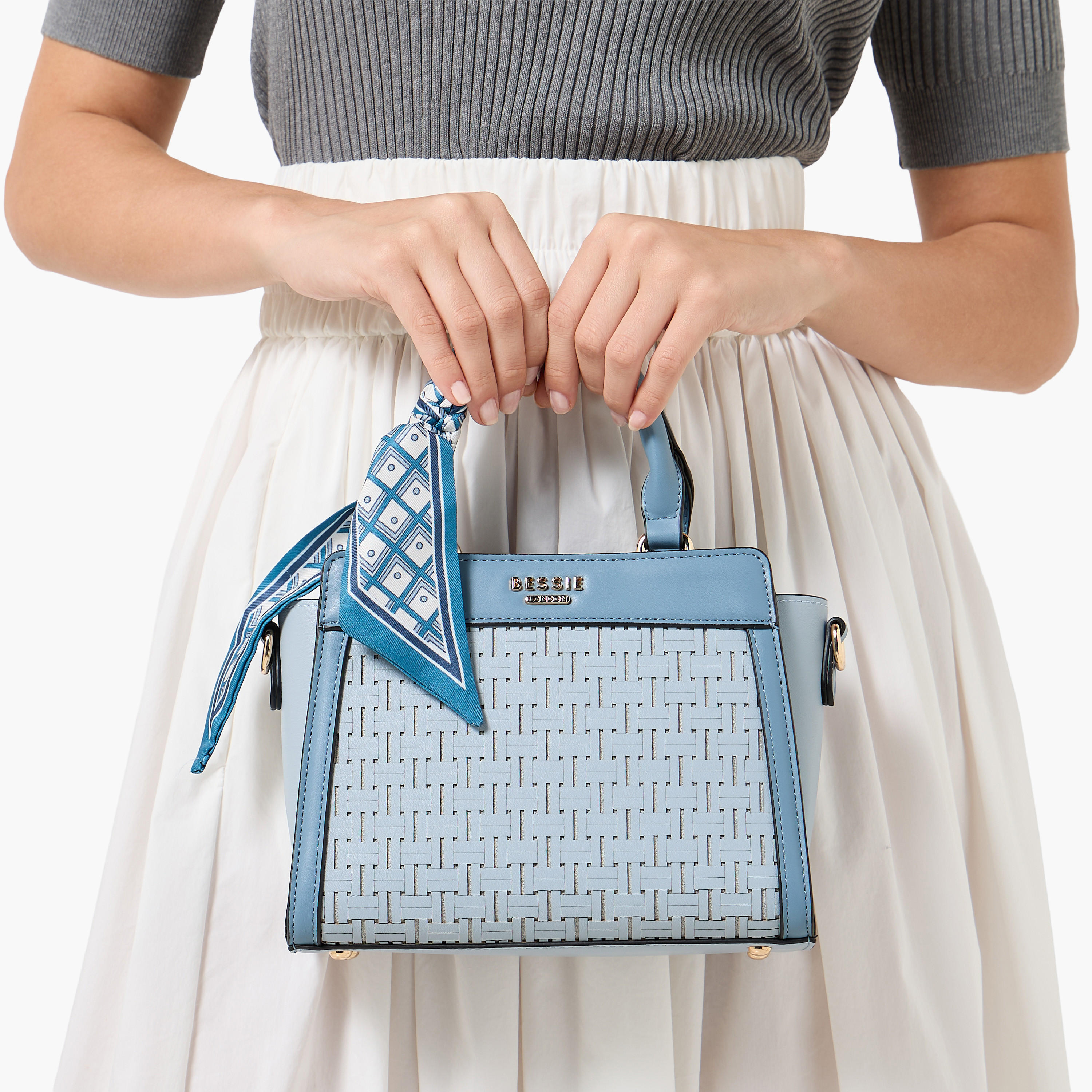 Bessie London Scarf Accent Crossbody Bag with Detachable Strap-women-bagsandwallets-handbags-image-2