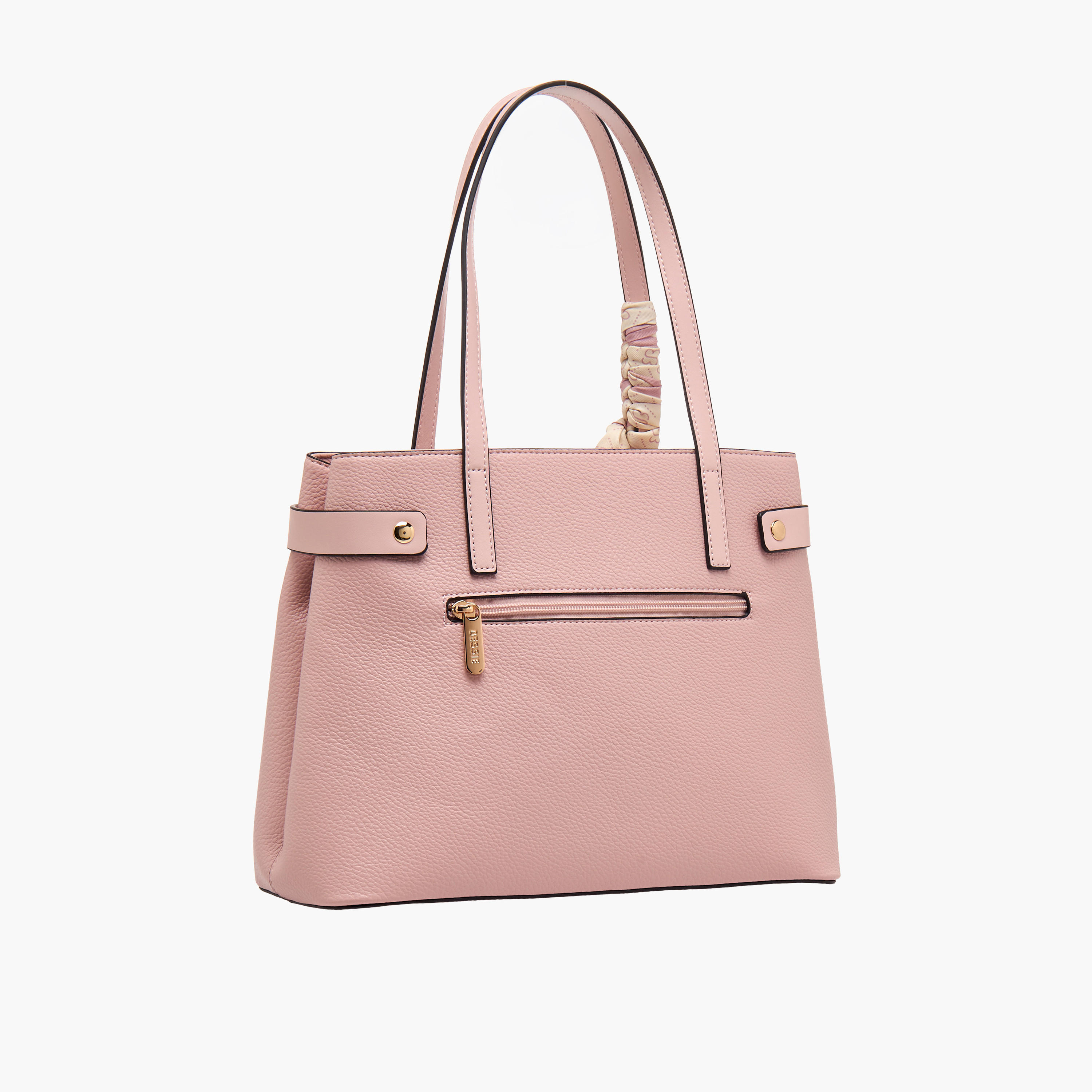 Bessie London Scraf Detail Tote Bag with Detachable Strap-women-bagsandwallets-handbags-image-4