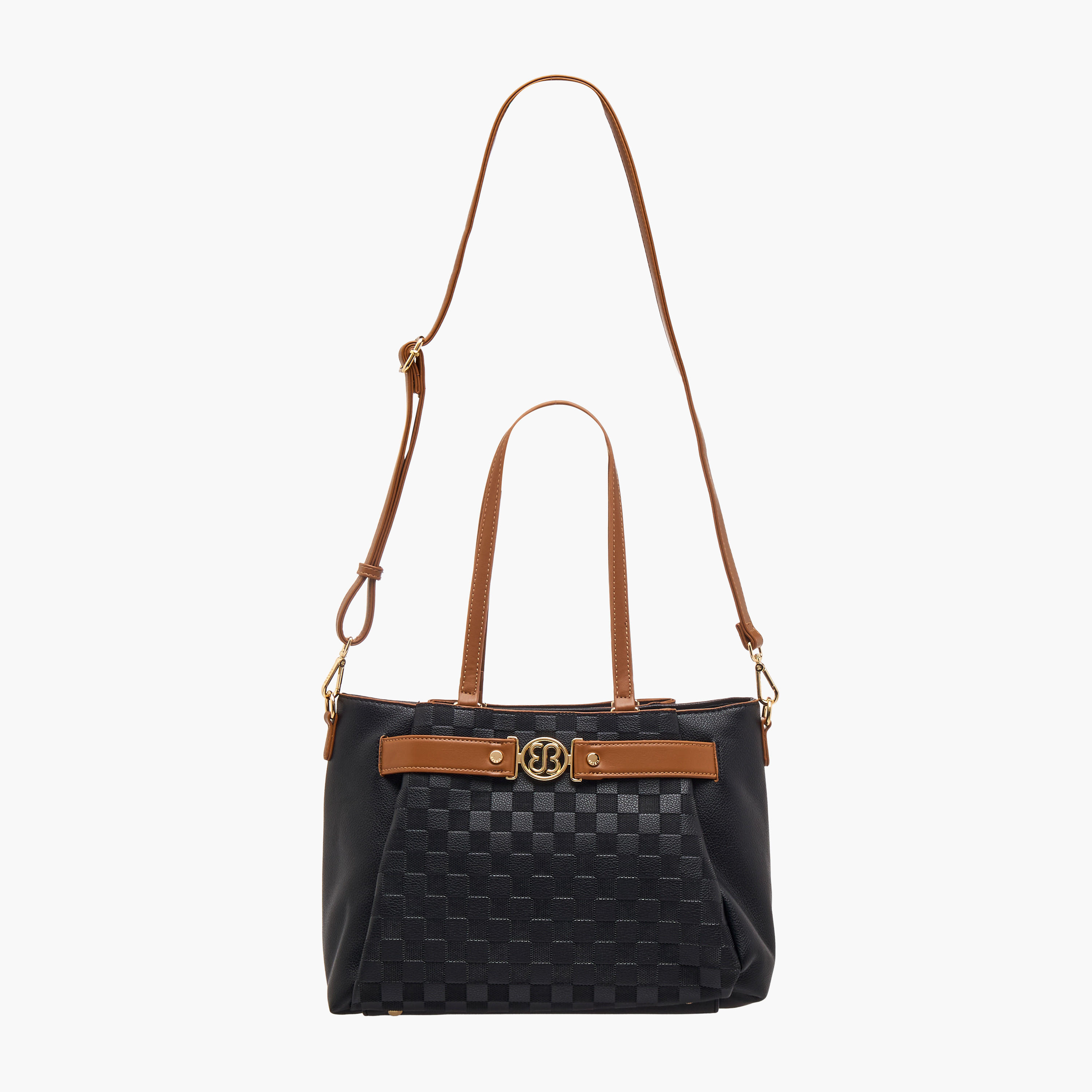 Bessie London Checked Tote Bag with Detachable Strap-women-bagsandwallets-handbags-image-3