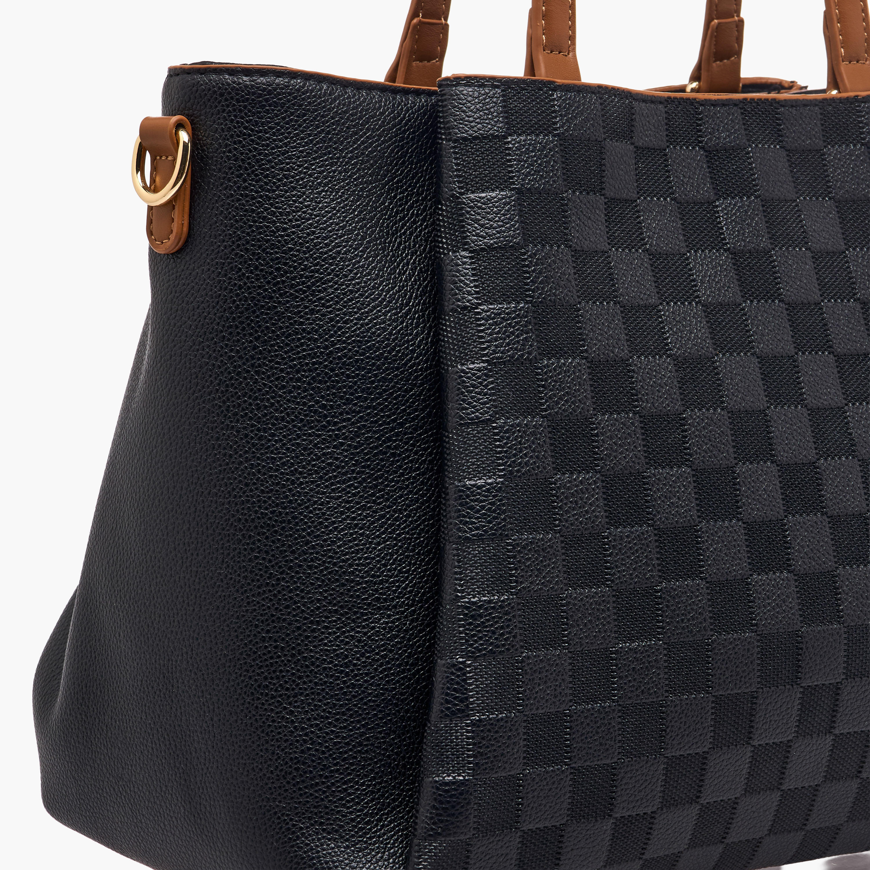 Bessie London Checked Tote Bag with Detachable Strap-women-bagsandwallets-handbags-image-6