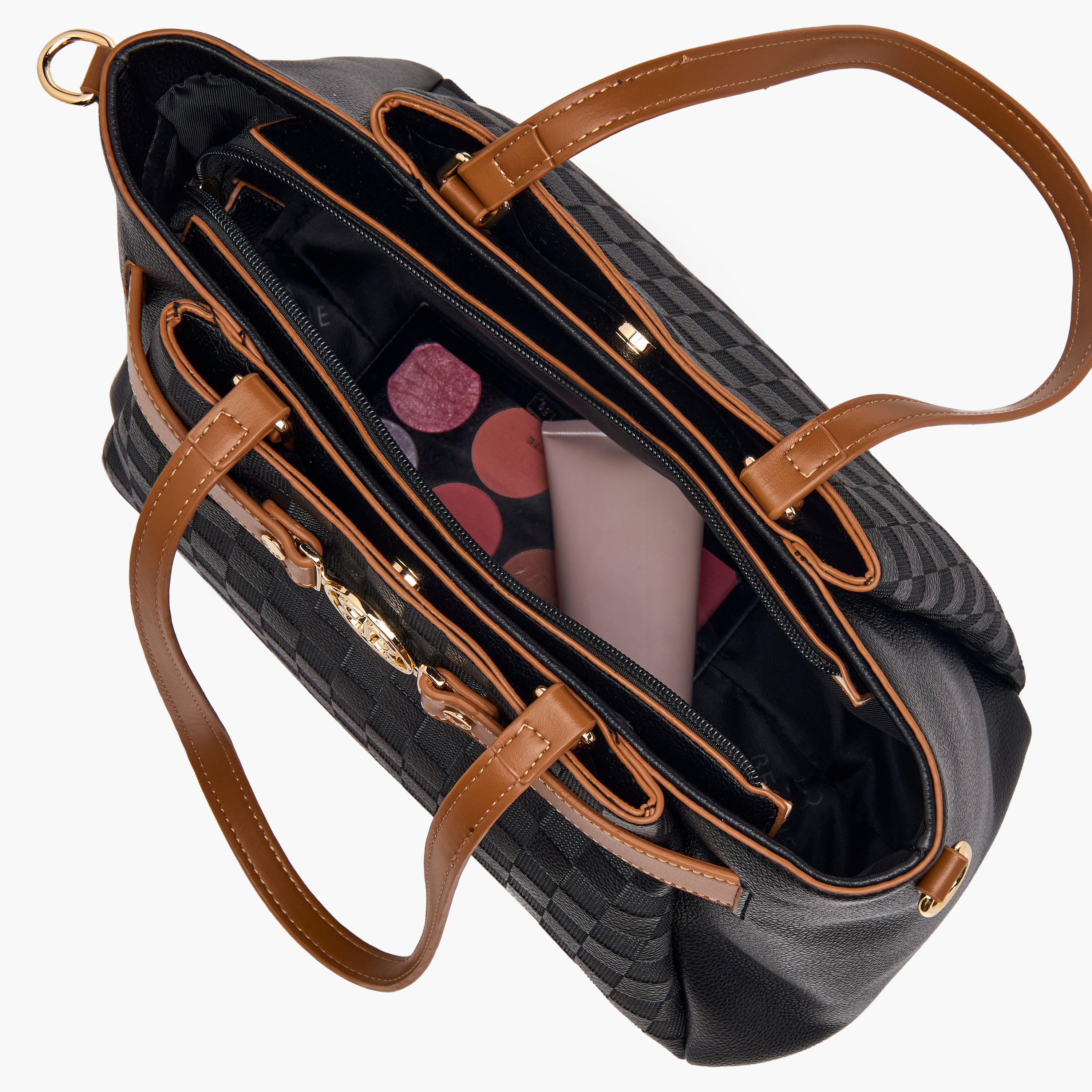 Bessie London Checked Tote Bag with Detachable Strap-women-bagsandwallets-handbags-image-9