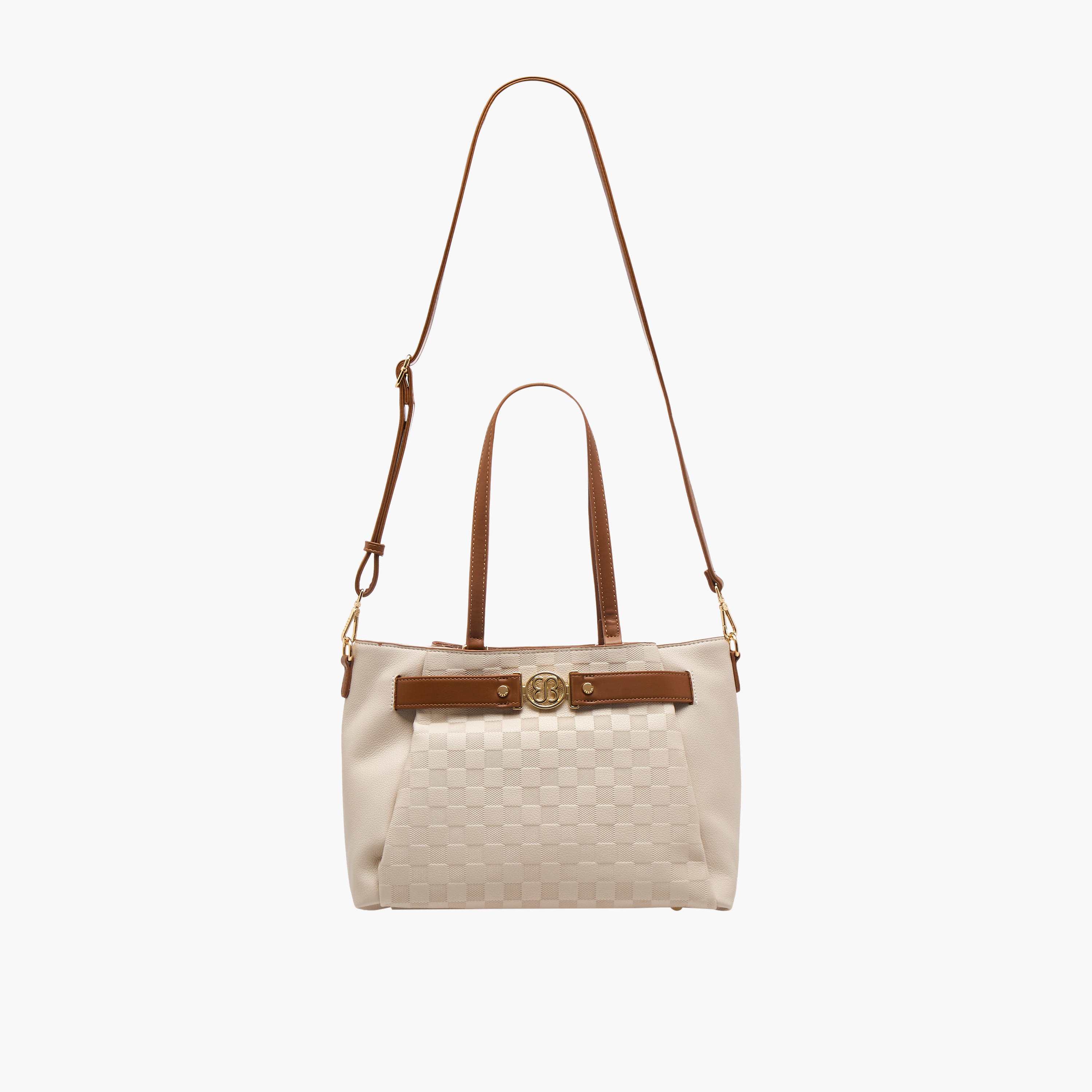 Bessie London Checked Tote Bag with Detachable Strap-women-bagsandwallets-handbags-image-3