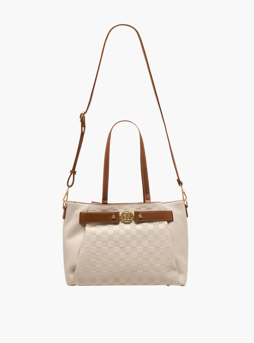 Bessie London Checked Tote Bag with Detachable Strap-women-bagsandwallets-handbags-image-3