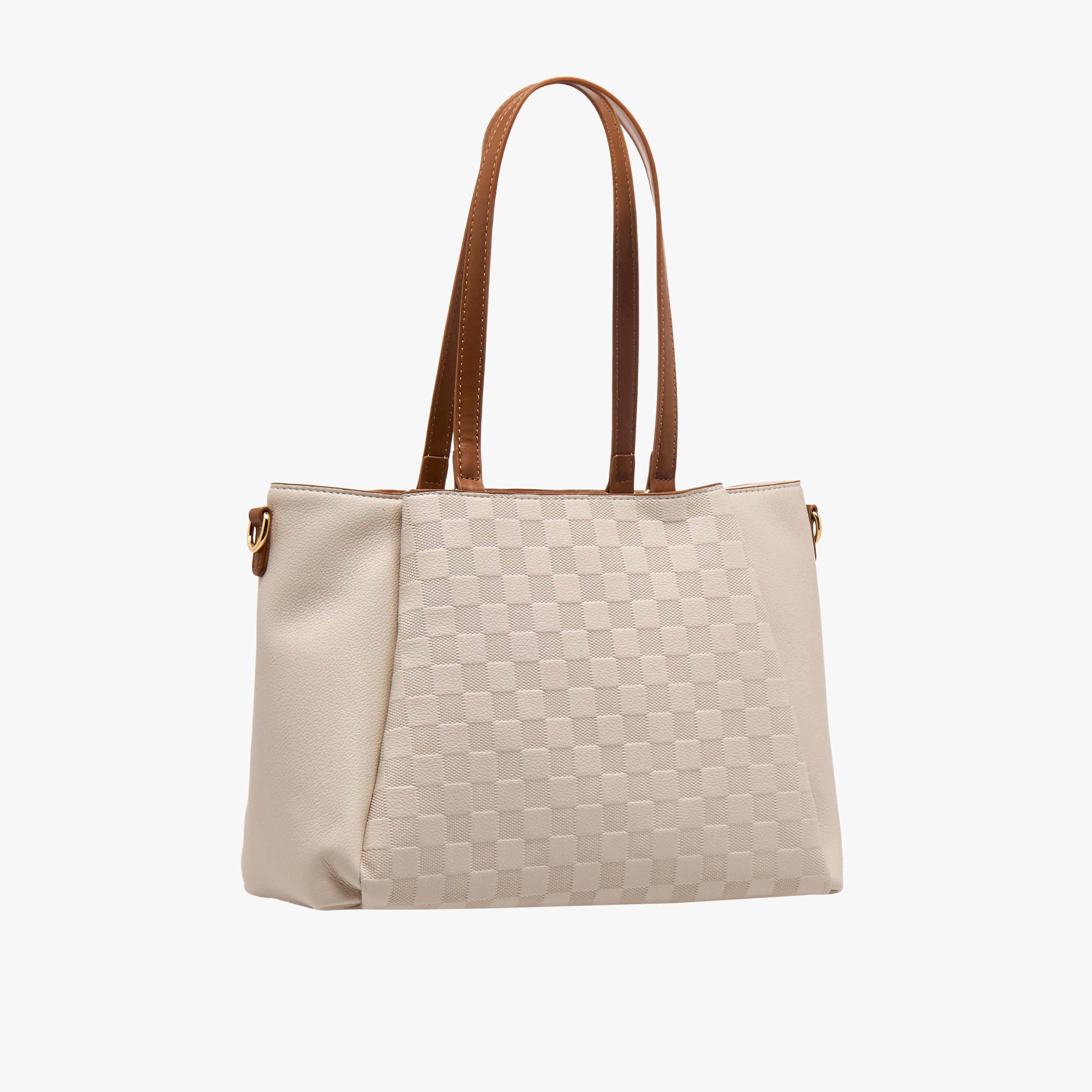 Bessie London Checked Tote Bag with Detachable Strap-women-bagsandwallets-handbags-image-4