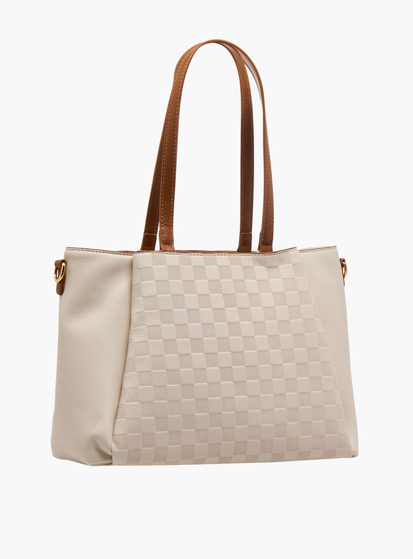 Bessie London Checked Tote Bag with Detachable Strap-women-bagsandwallets-handbags-image-4