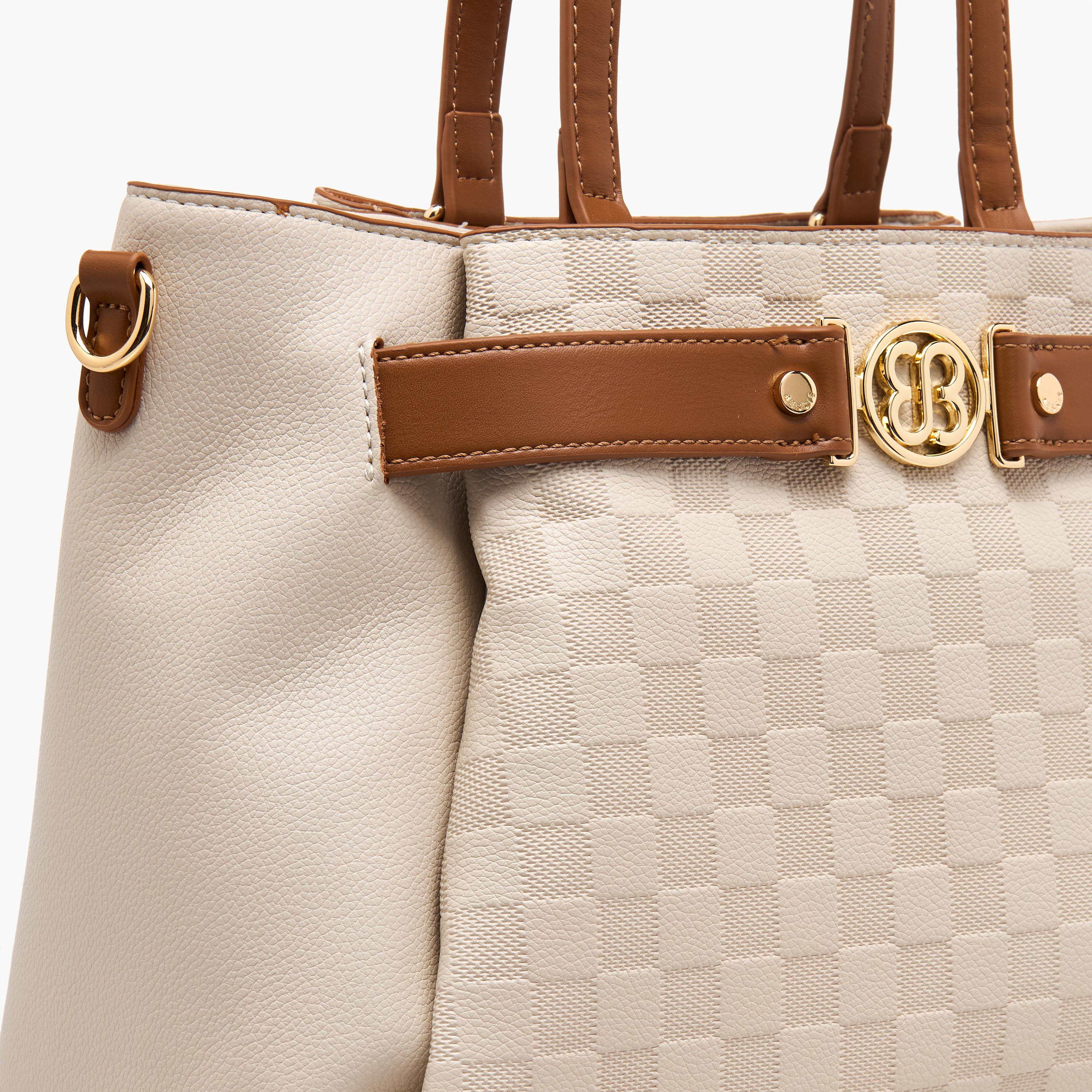 Bessie London Checked Tote Bag with Detachable Strap-women-bagsandwallets-handbags-image-5