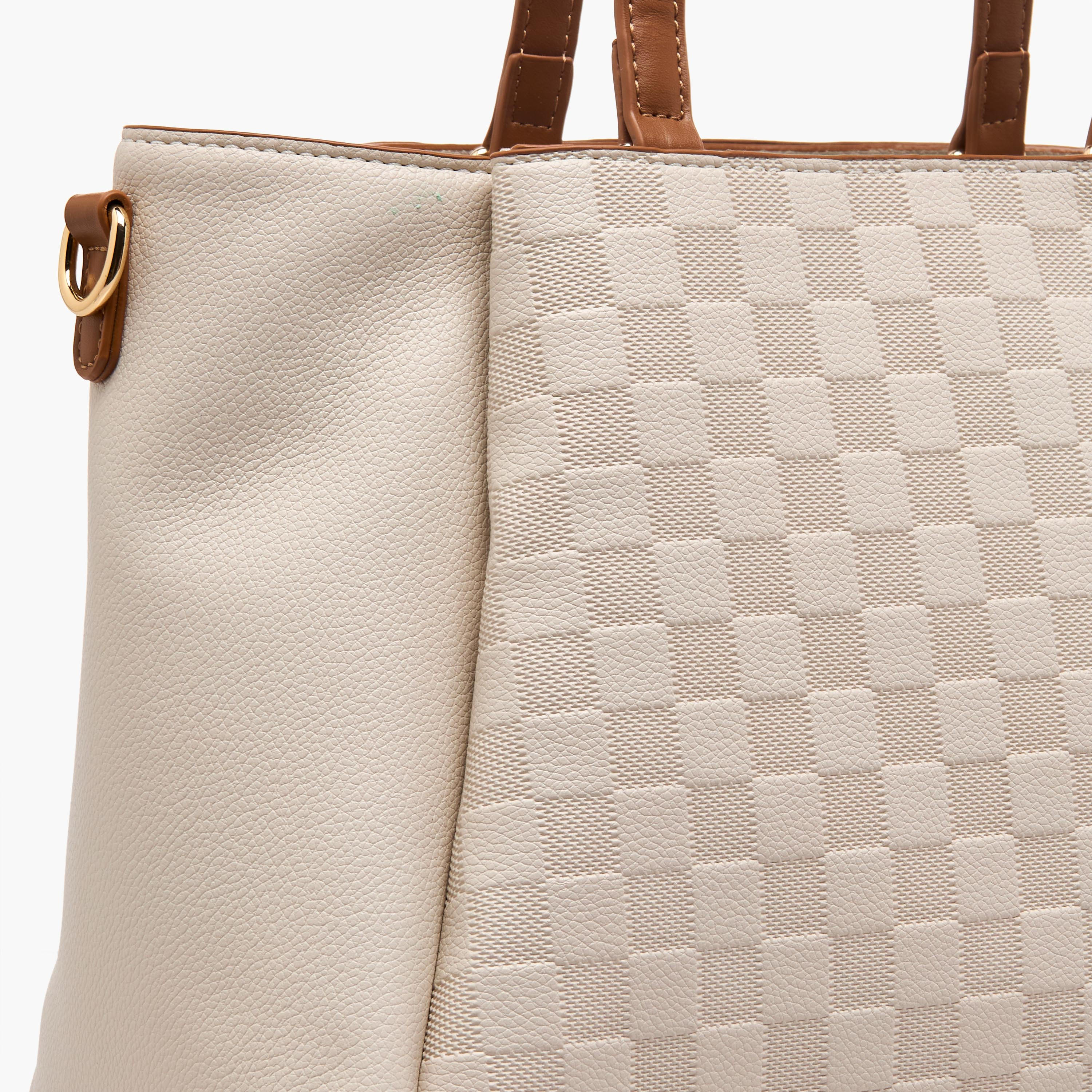 Bessie London Checked Tote Bag with Detachable Strap-women-bagsandwallets-handbags-image-6