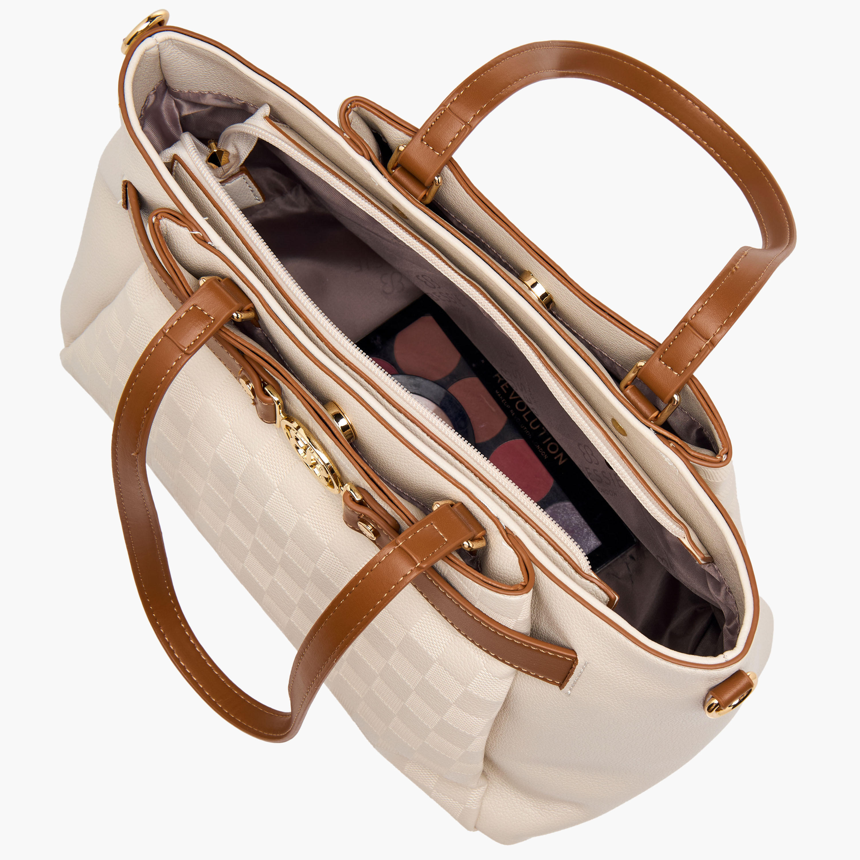Bessie London Checked Tote Bag with Detachable Strap-women-bagsandwallets-handbags-image-9