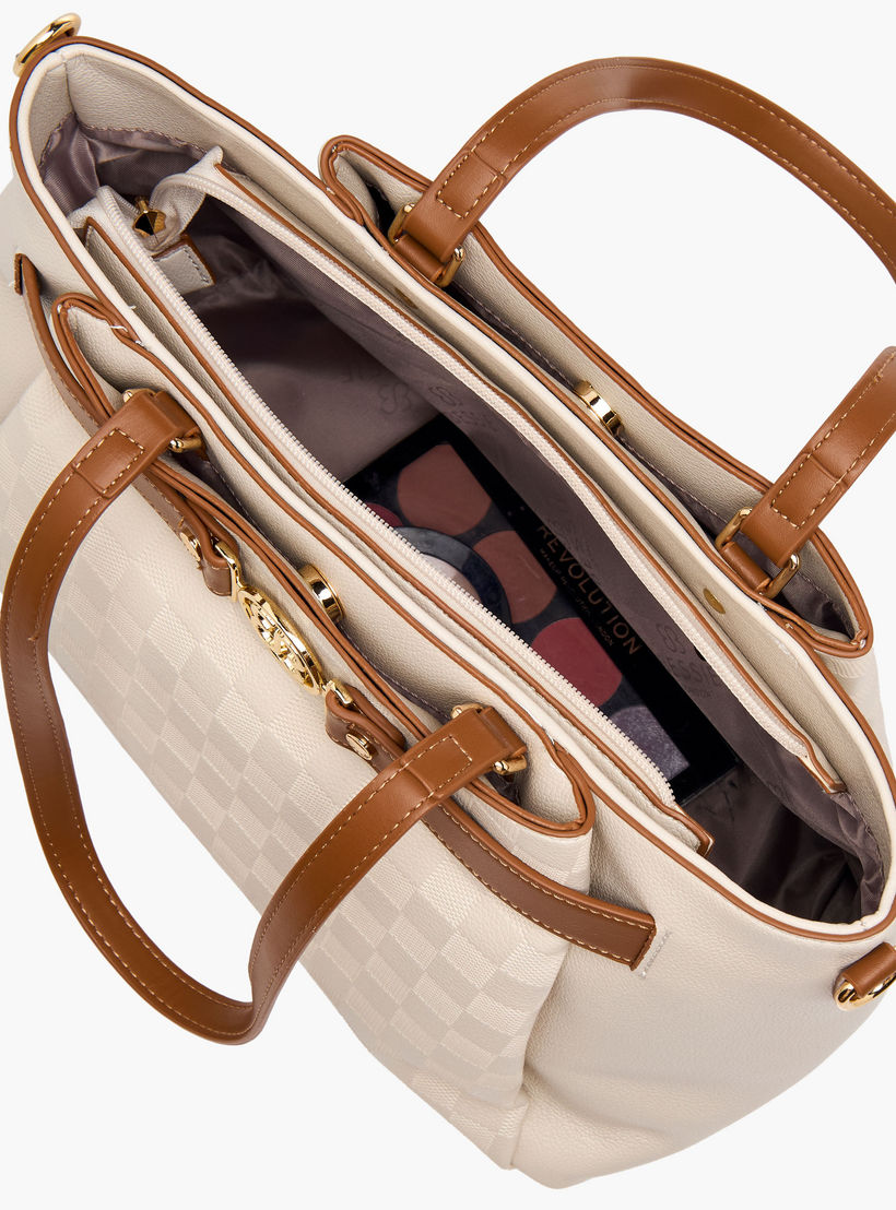 Bessie London Checked Tote Bag with Detachable Strap-women-bagsandwallets-handbags-image-9