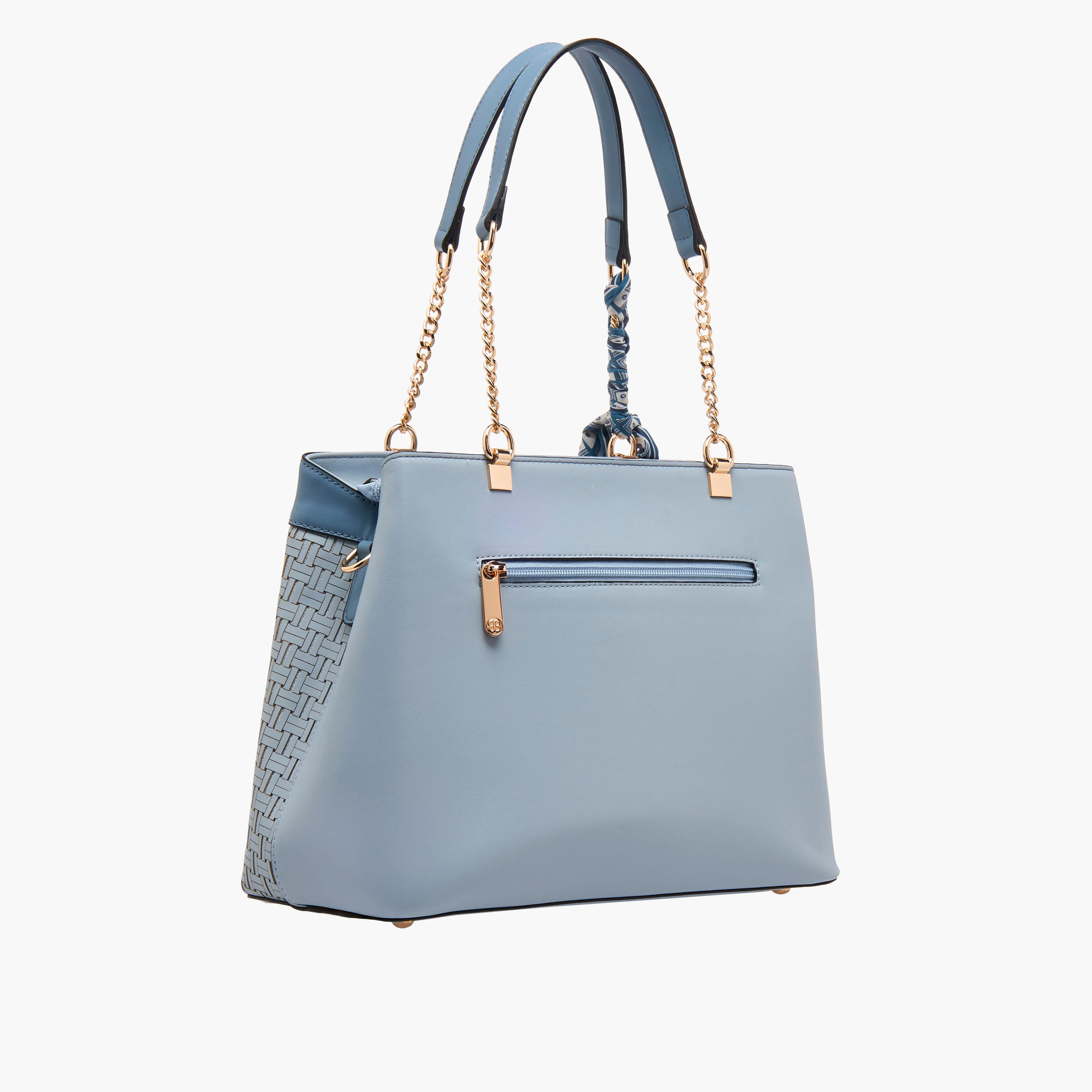 Bessie London Scarf Detail Tote Bag with Detachable Strap-women-bagsandwallets-handbags-image-4