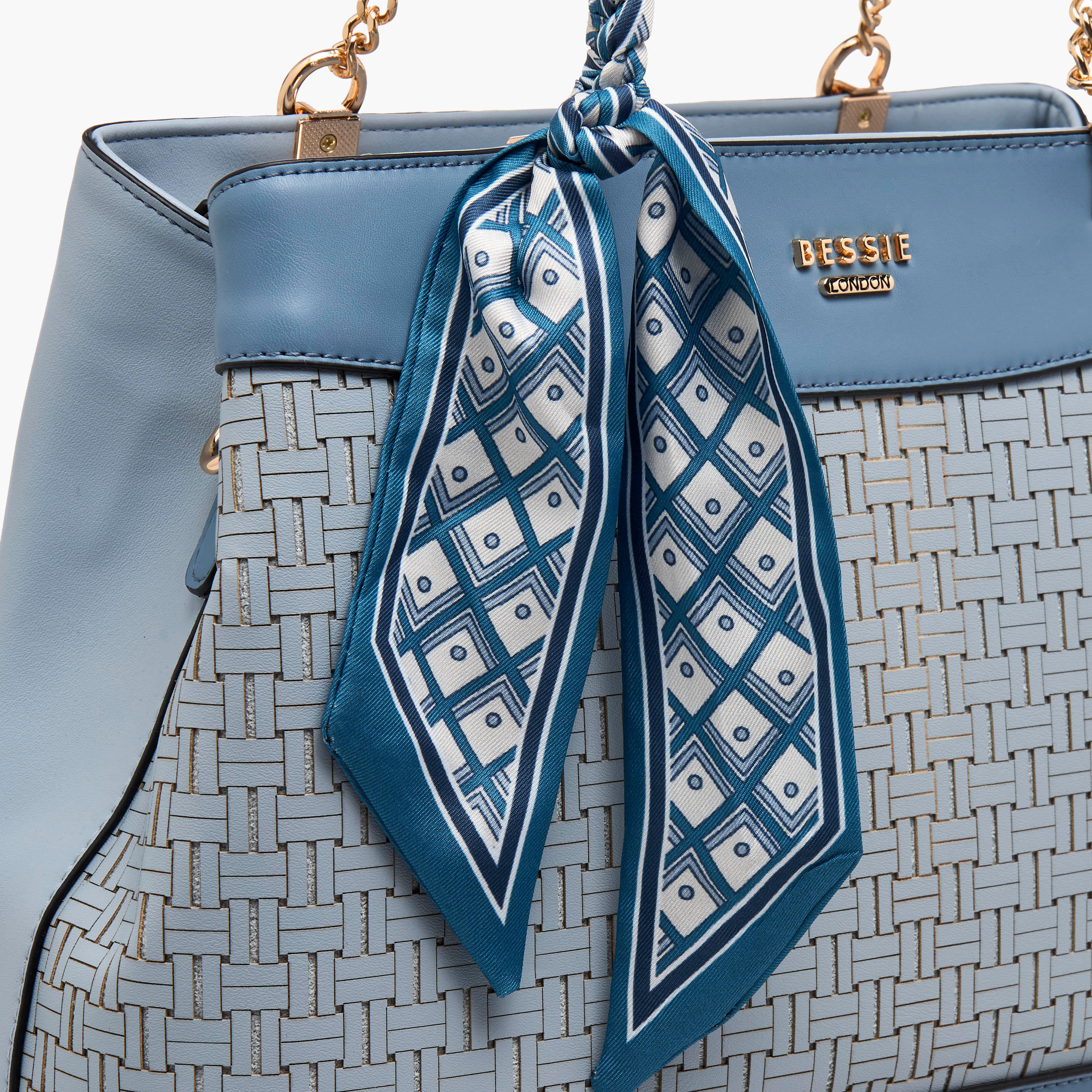 Bessie London Scarf Detail Tote Bag with Detachable Strap-women-bagsandwallets-handbags-image-5