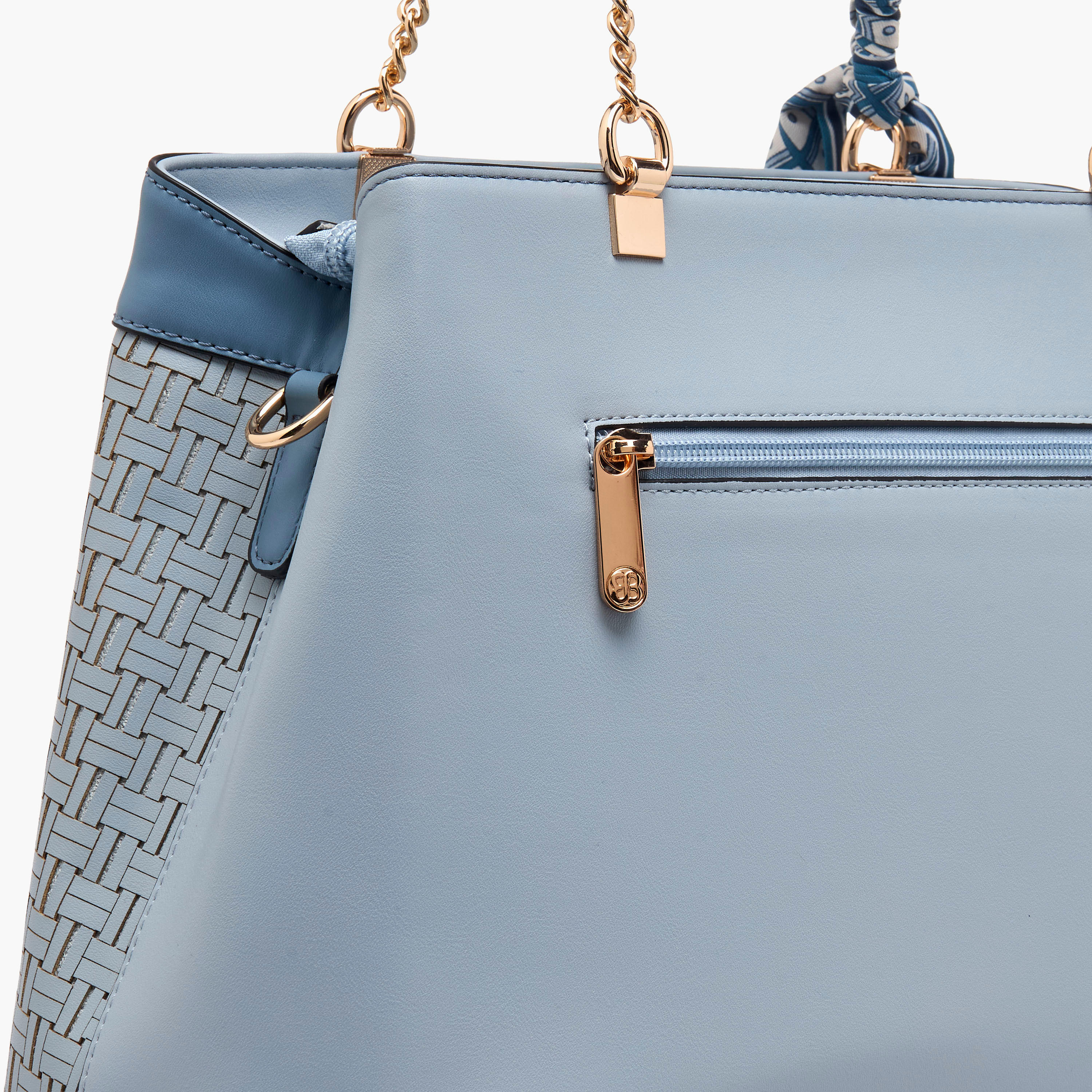 Bessie London Scarf Detail Tote Bag with Detachable Strap-women-bagsandwallets-handbags-image-6