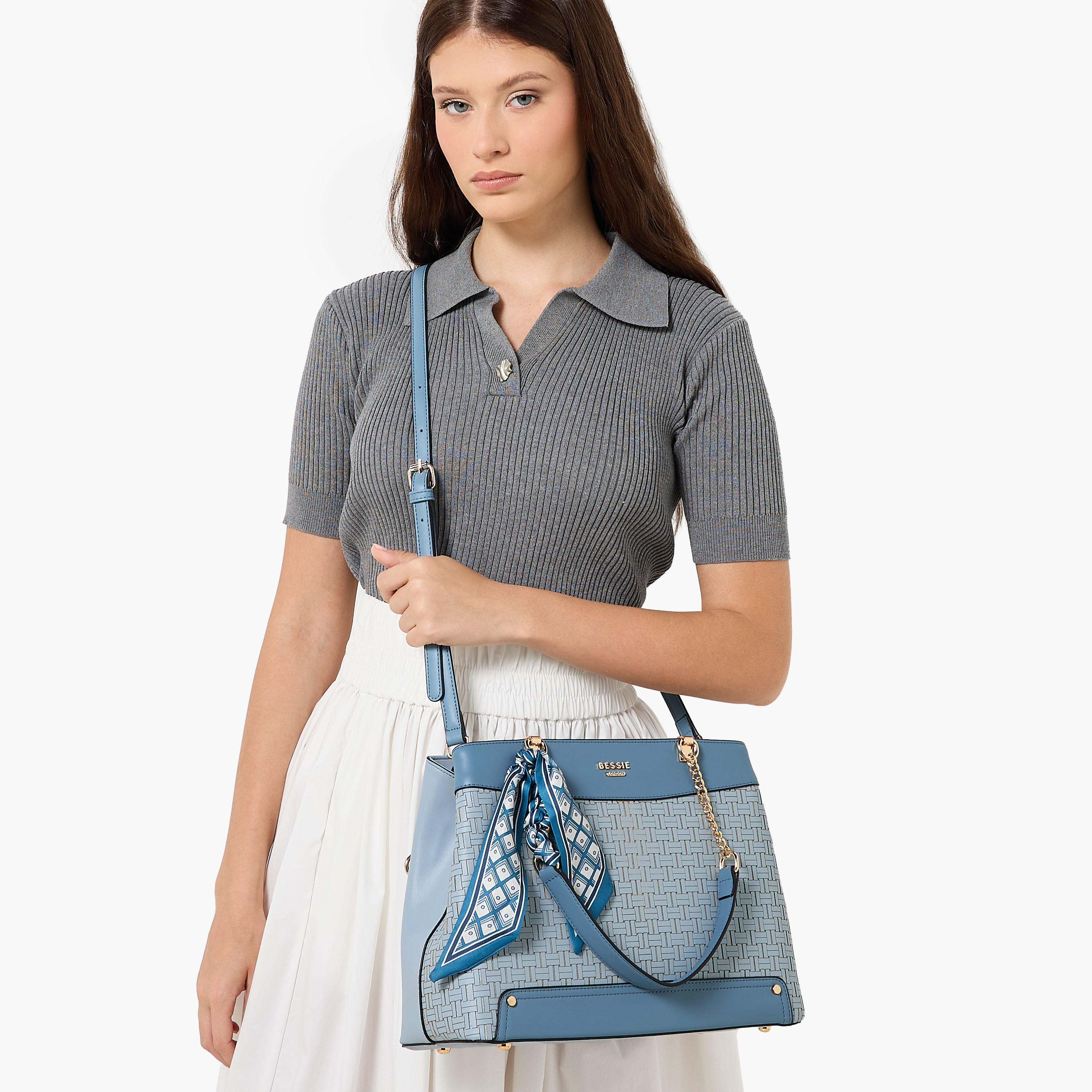 Bessie London Scarf Detail Tote Bag with Detachable Strap-women-bagsandwallets-handbags-image-7