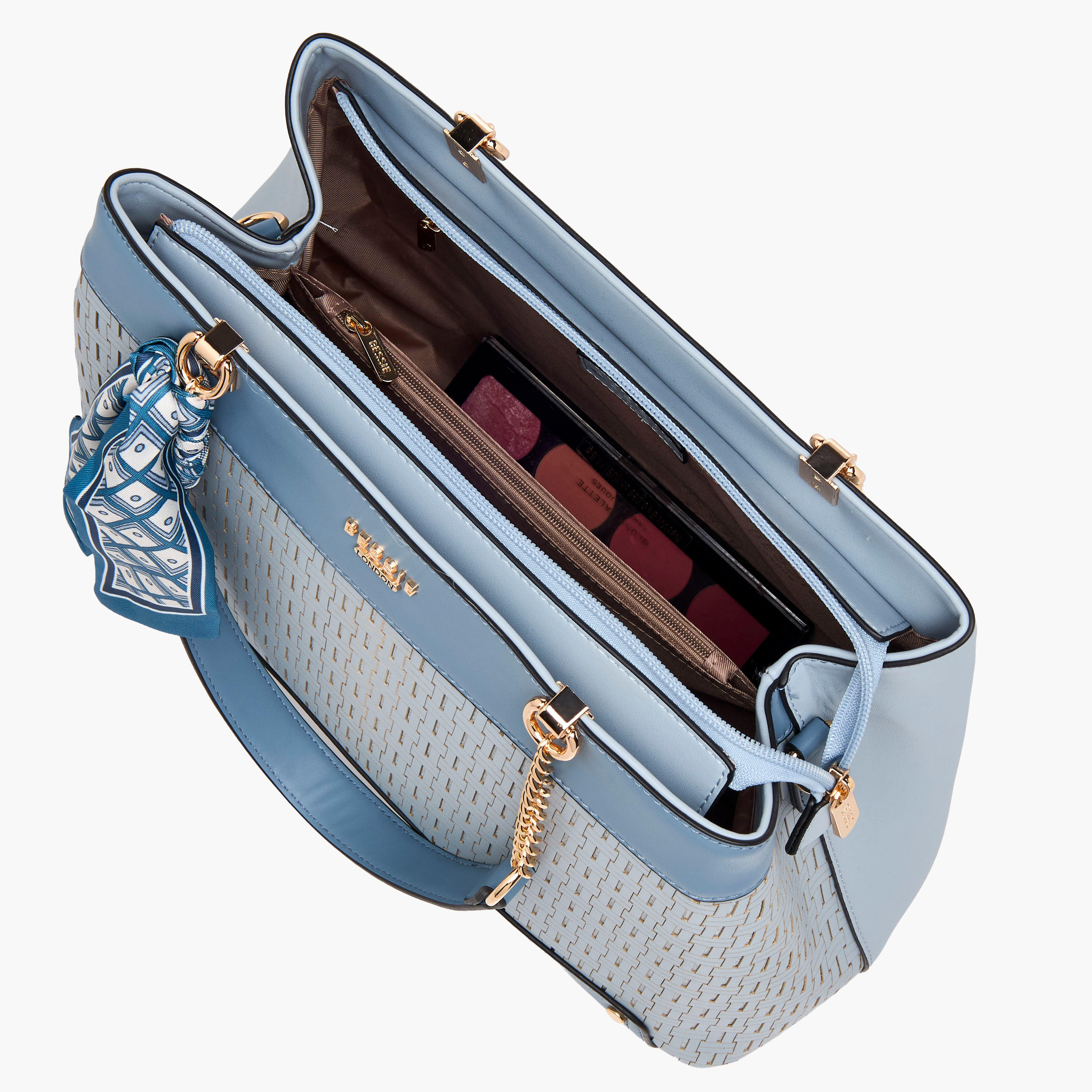 Bessie London Scarf Detail Tote Bag with Detachable Strap-women-bagsandwallets-handbags-image-9