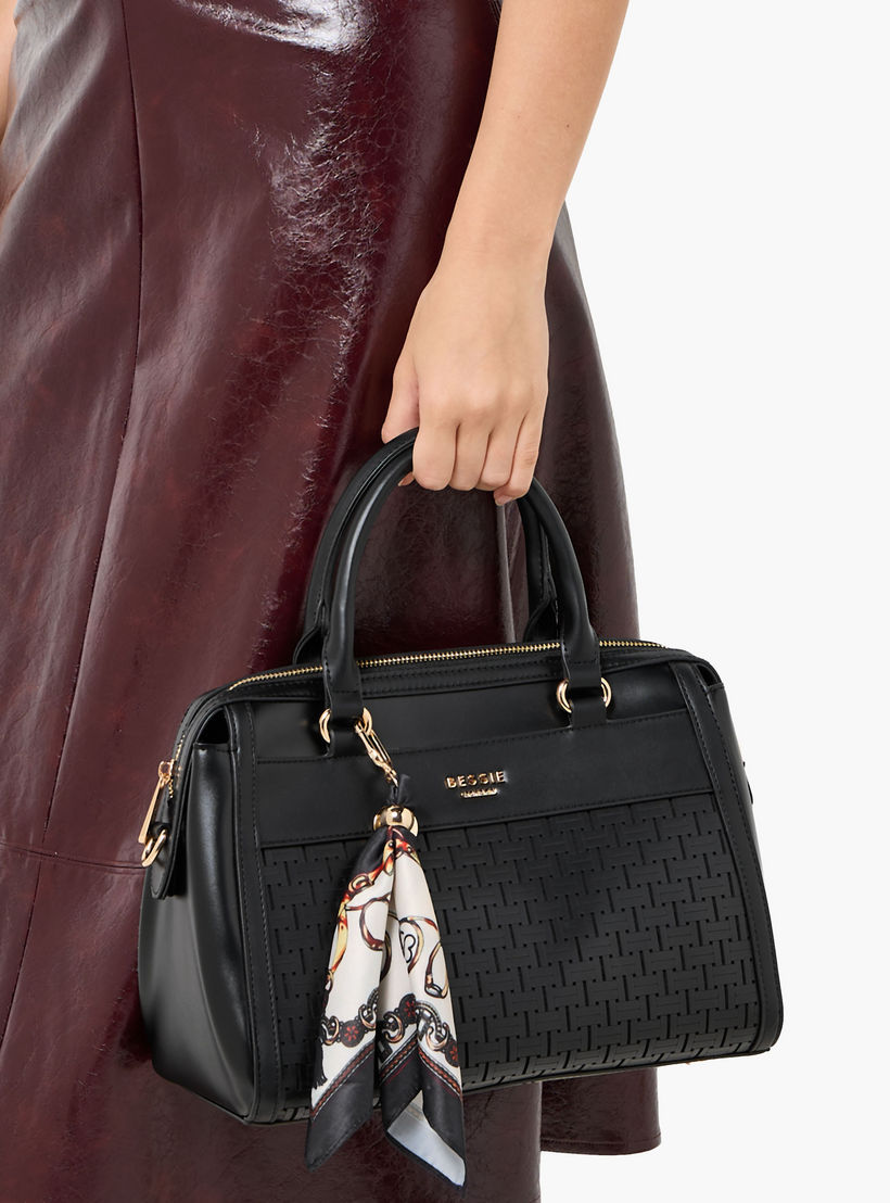 Bessie London Scarf Detail Tote Bag with Detachable Strap-women-bagsandwallets-handbags-image-2