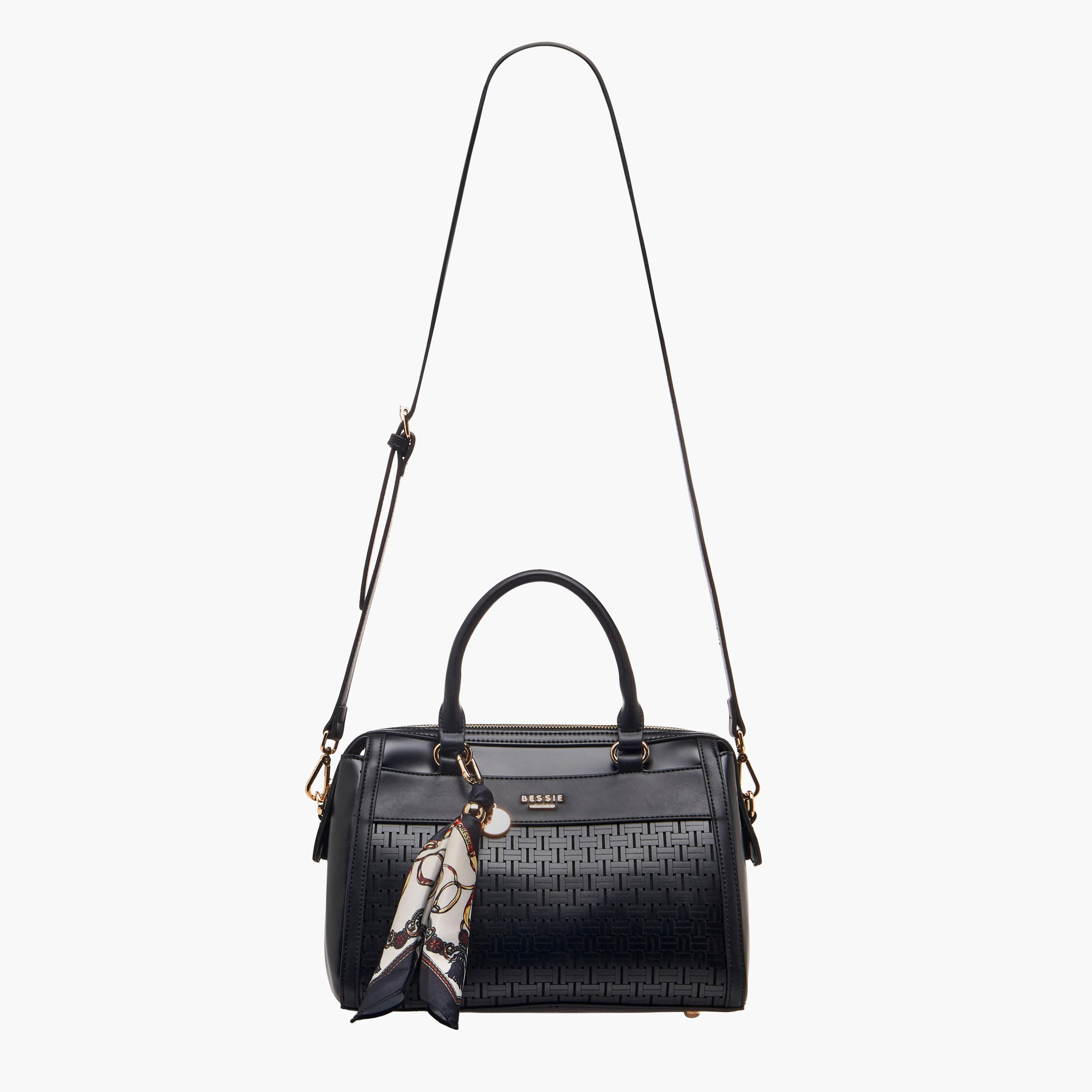 Bessie London Scarf Detail Tote Bag with Detachable Strap-women-bagsandwallets-handbags-image-3
