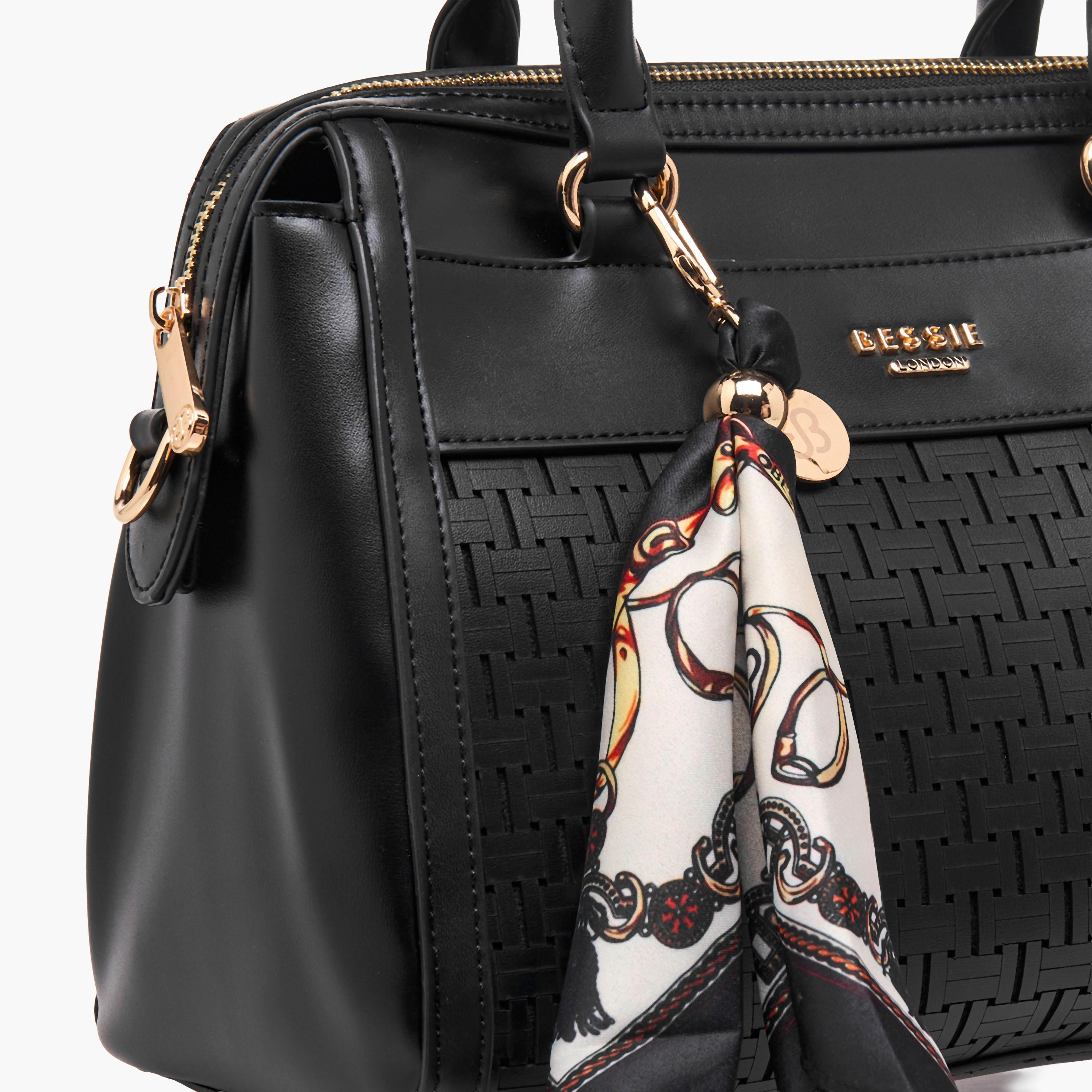 Bessie London Scarf Detail Tote Bag with Detachable Strap-women-bagsandwallets-handbags-image-5