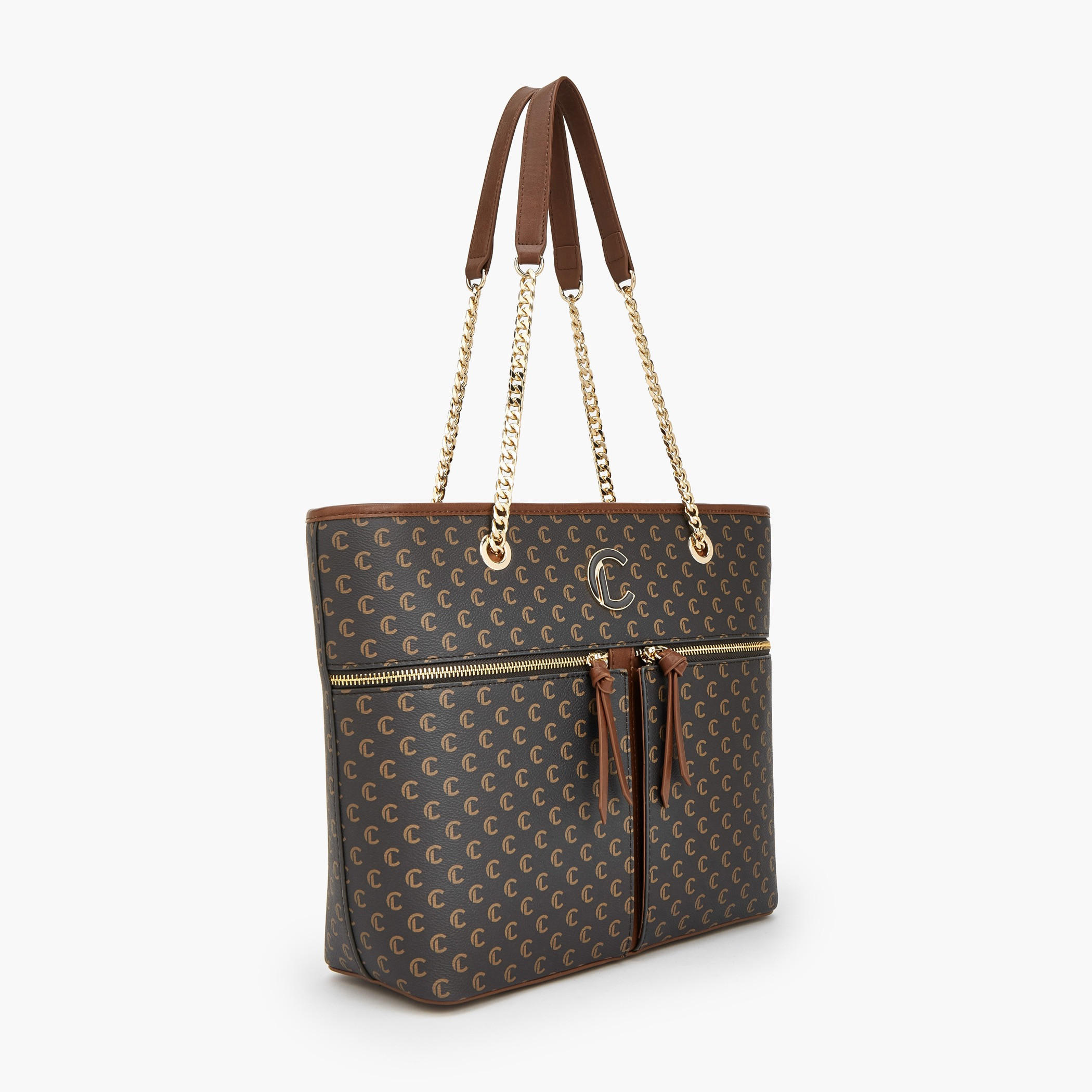 Le Confort Monogram Print Tote Bag with Chain Handles-women-bagsandwallets-handbags-image-2