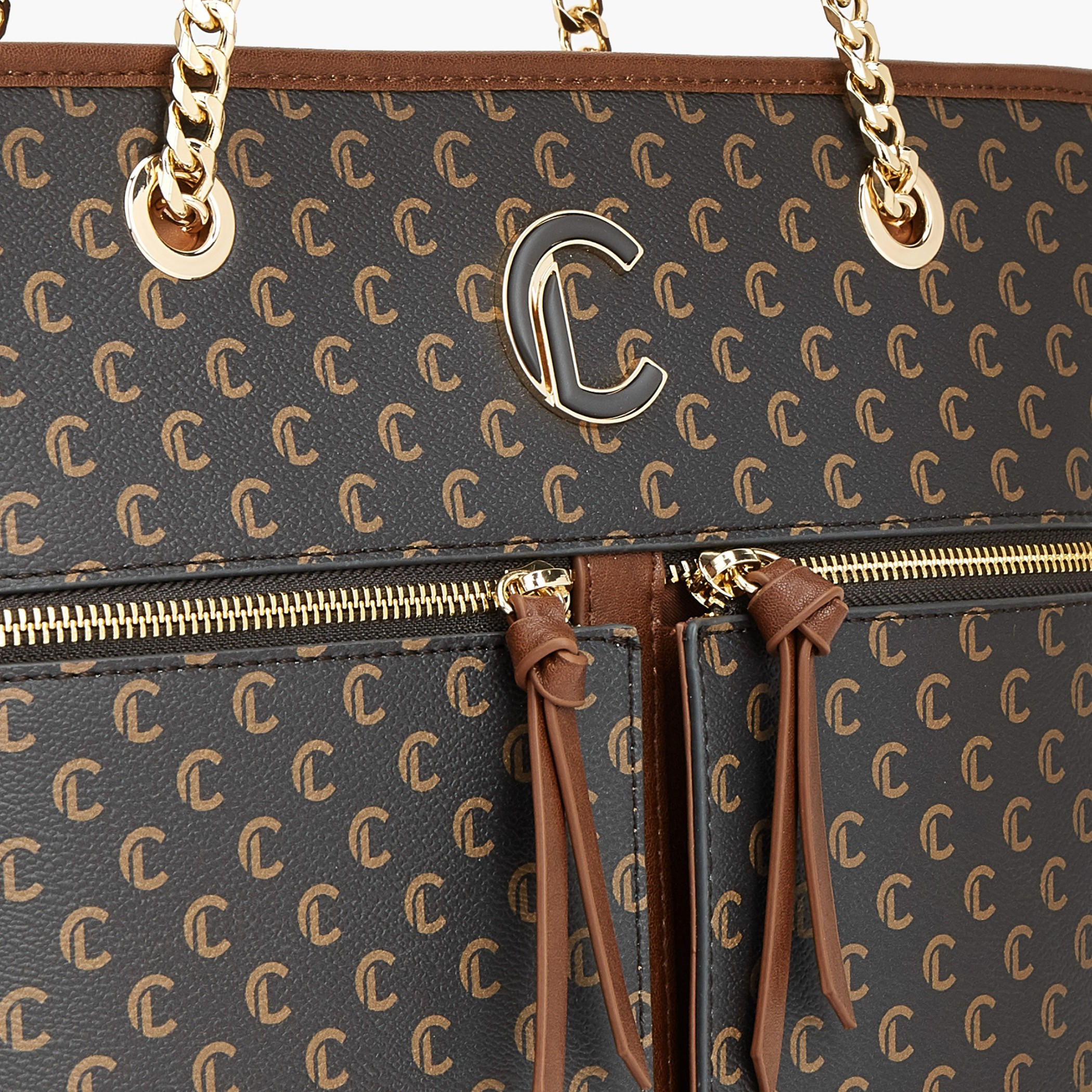 Le Confort Monogram Print Tote Bag with Chain Handles-women-bagsandwallets-handbags-image-3