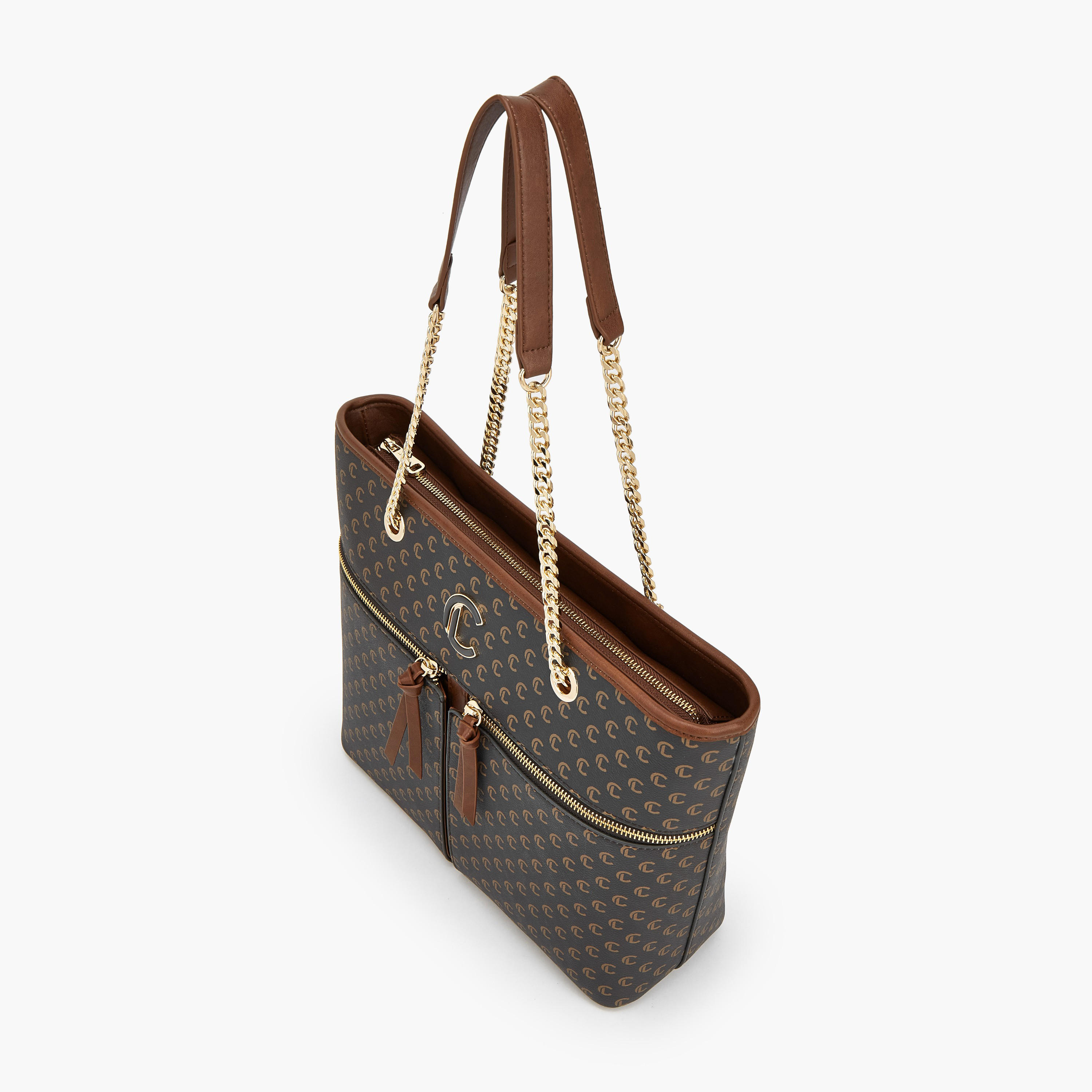Le Confort Monogram Print Tote Bag with Chain Handles-women-bagsandwallets-handbags-image-5
